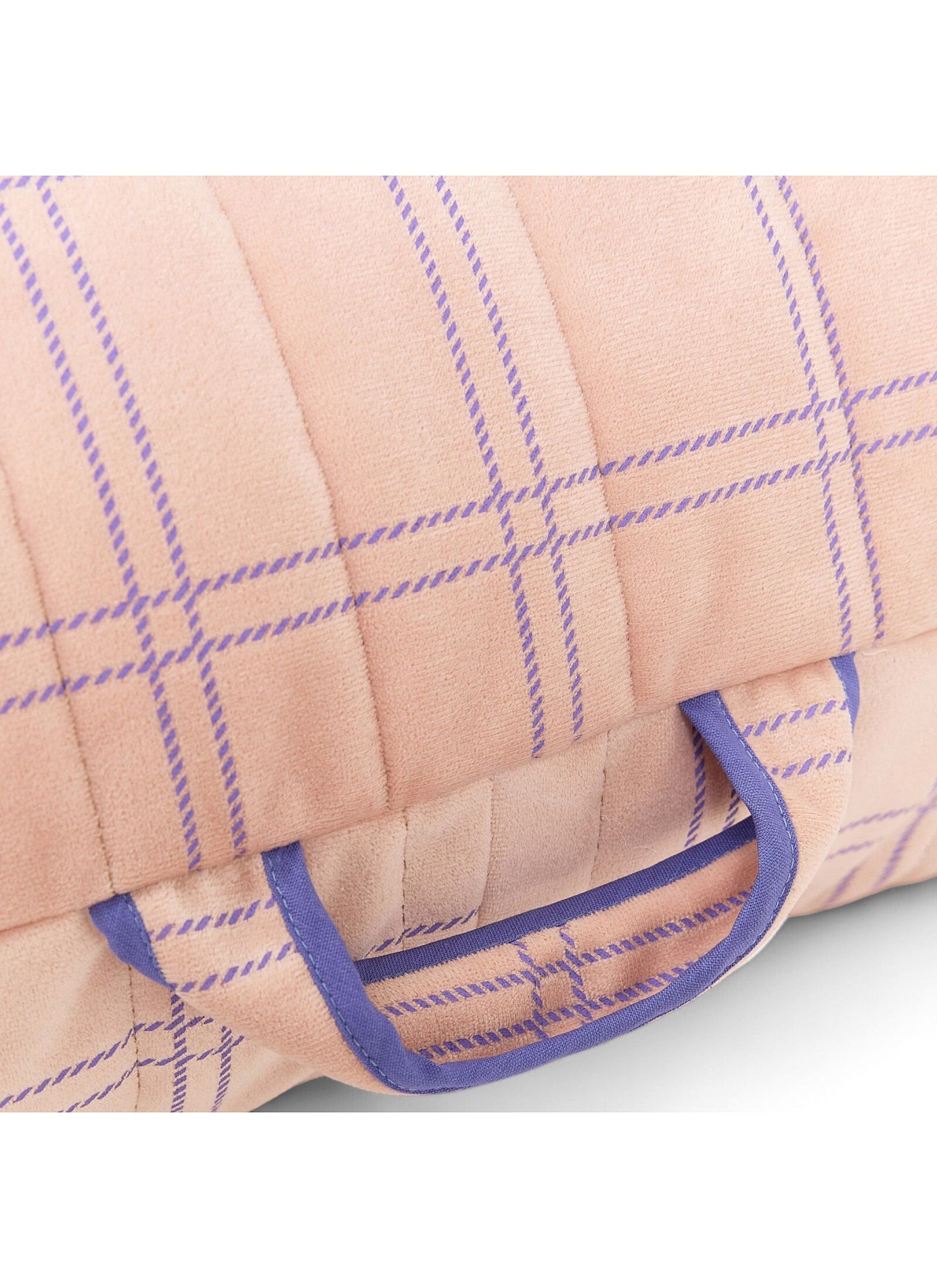 FLOOR CUSHION WINDOWPANE VELVET PINK PURPLE