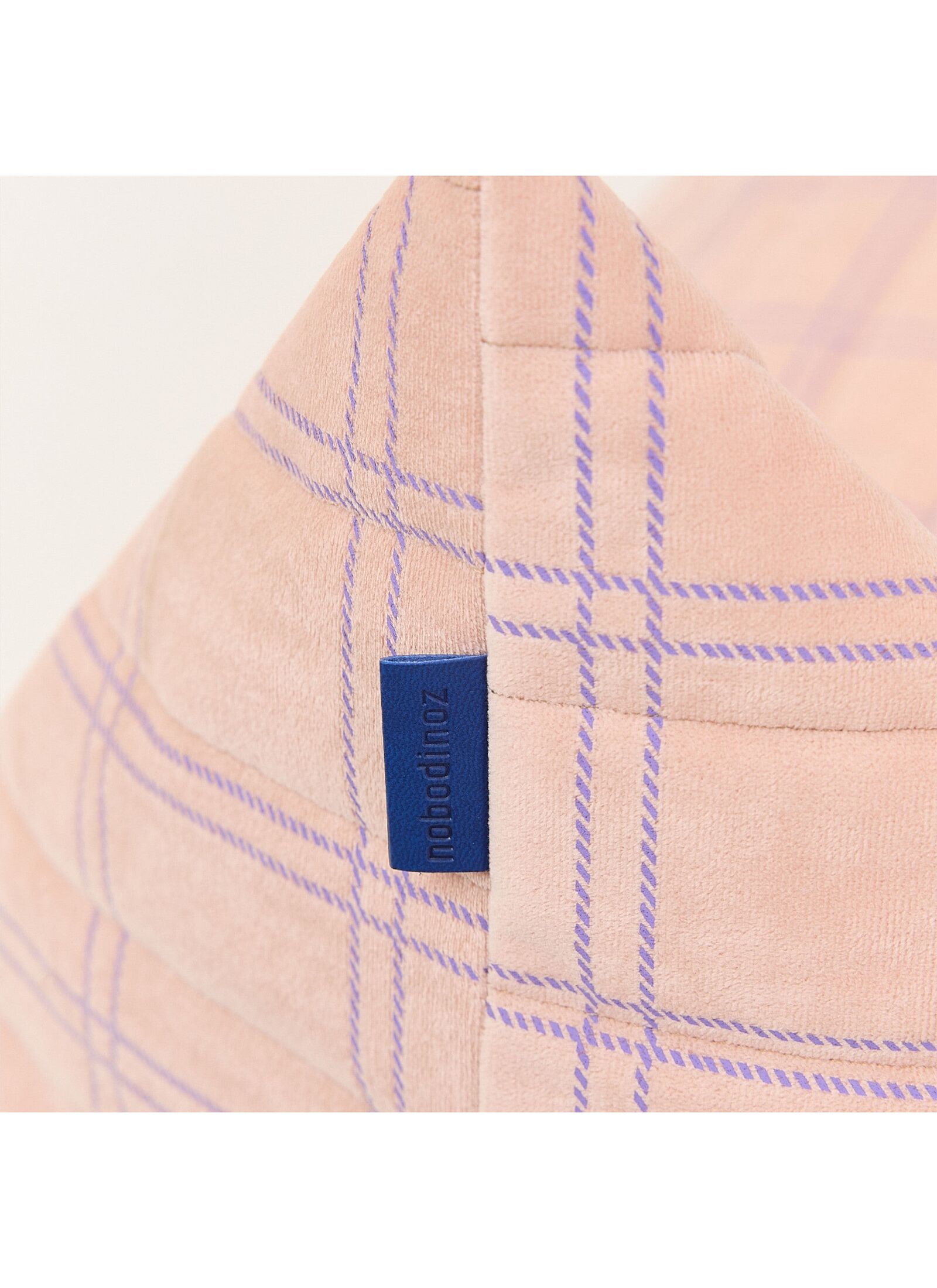 FLOOR CUSHION WINDOWPANE VELVET PINK PURPLE