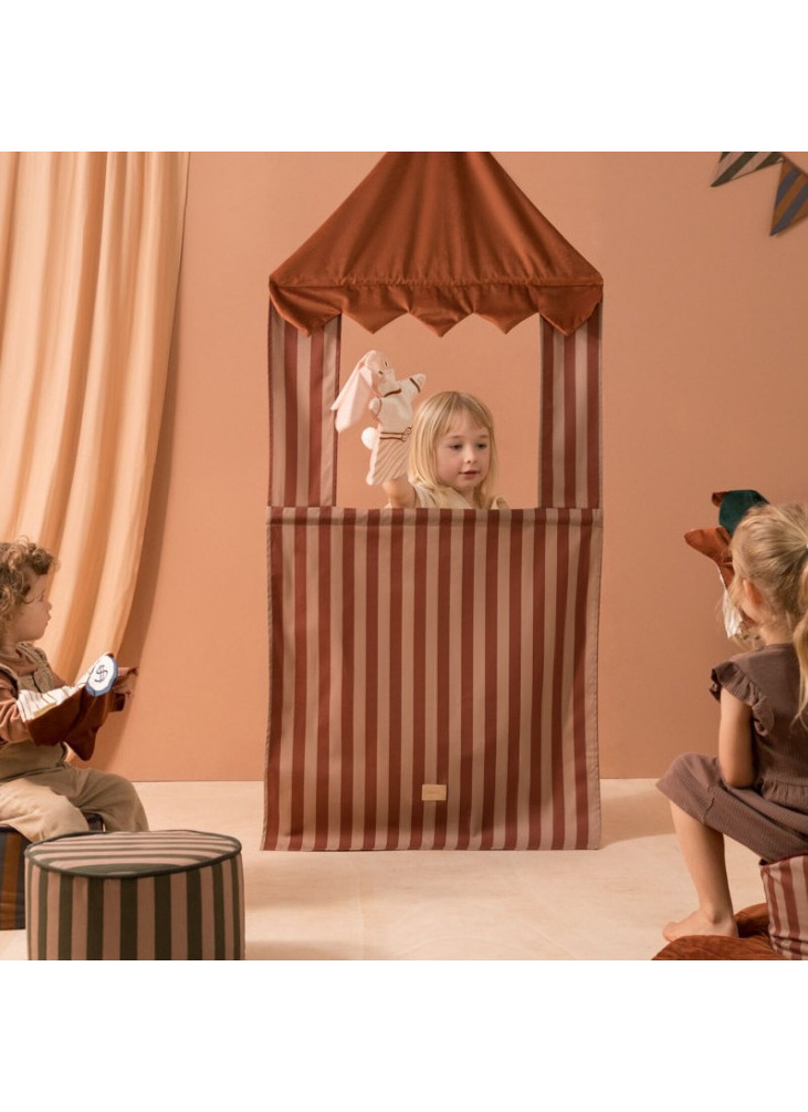 STOOL MAJESTIC GREEN TAUPE STRIPES