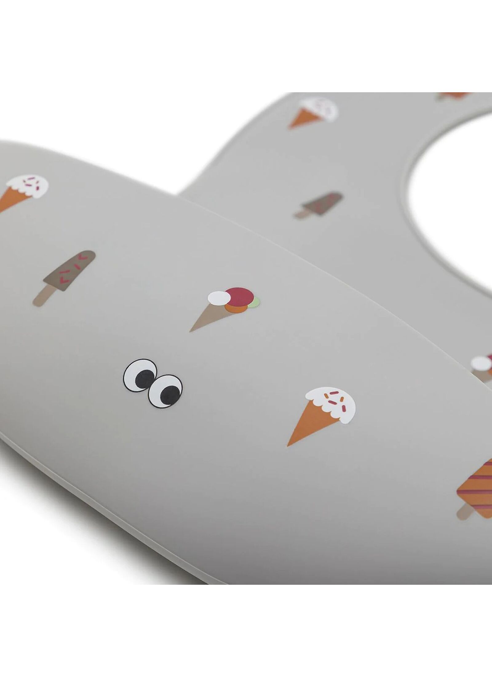 SILICONE BIB ICE CREAM GREY
