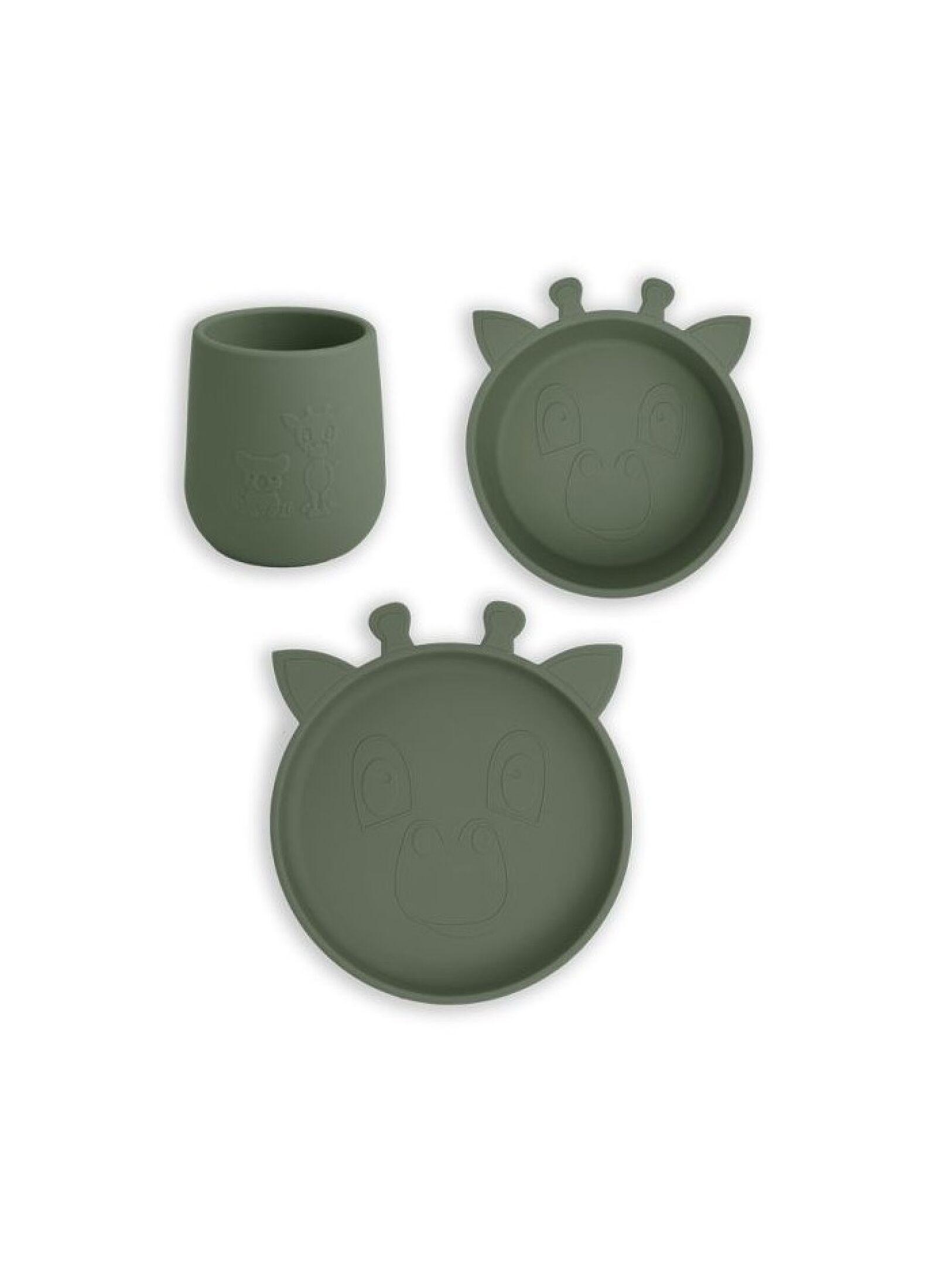 SILICONE DINNER SET JUDI GIRAF DUSTY GREEN