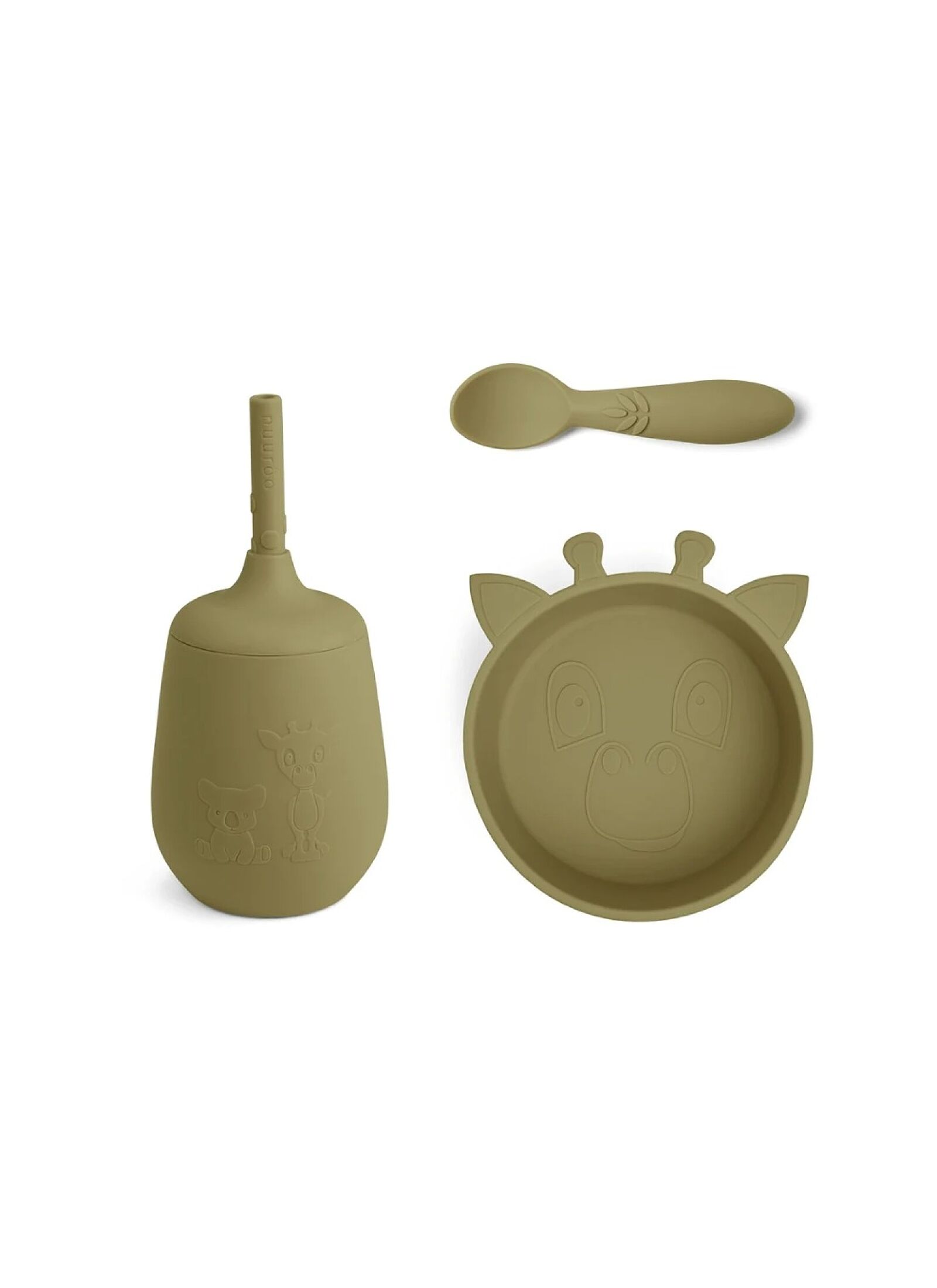SILICONE DINNER SET BLUE OLIVE GREEN