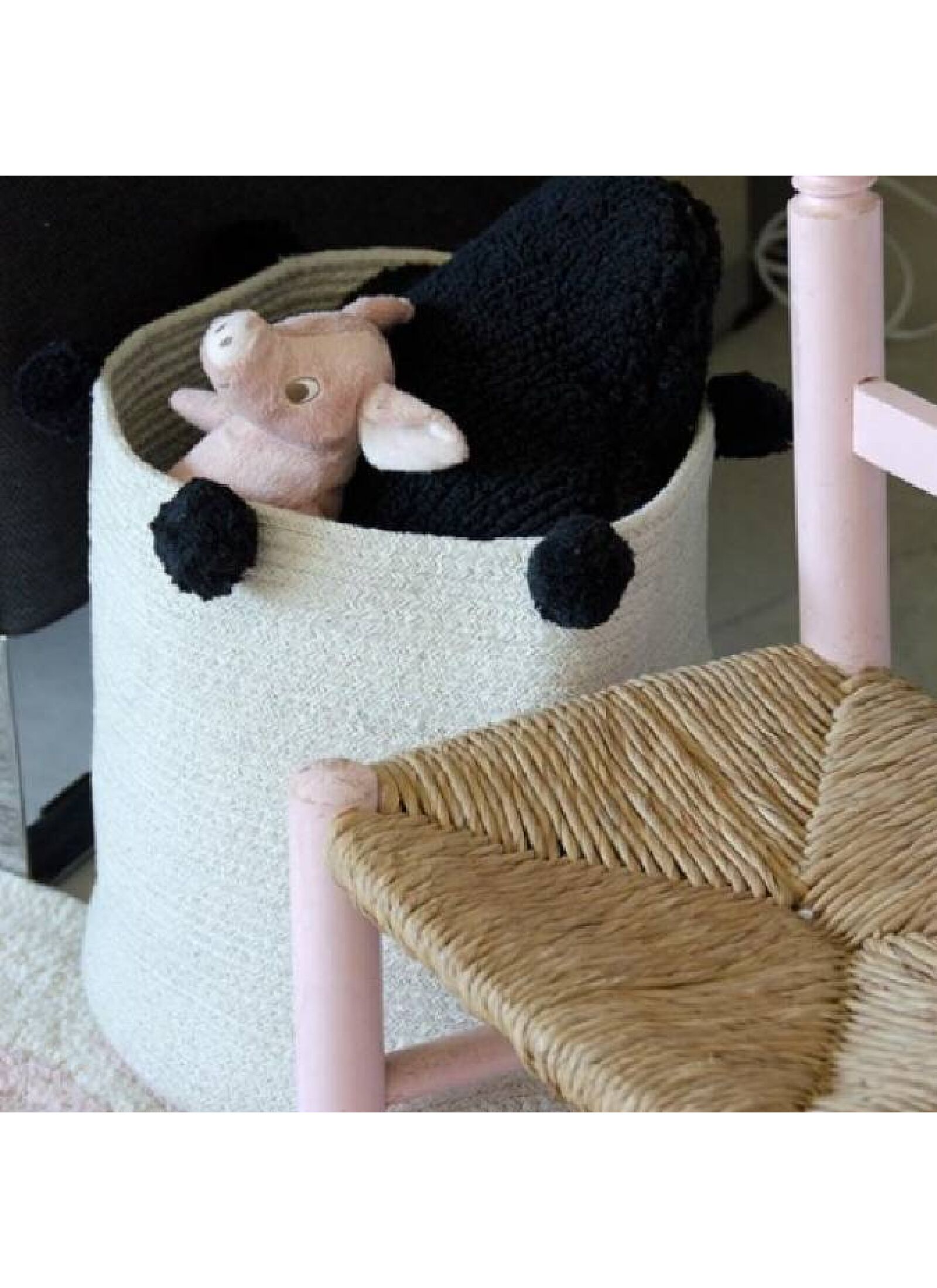 BASKET BUBBLY NATURAL-BLACK (30X30)