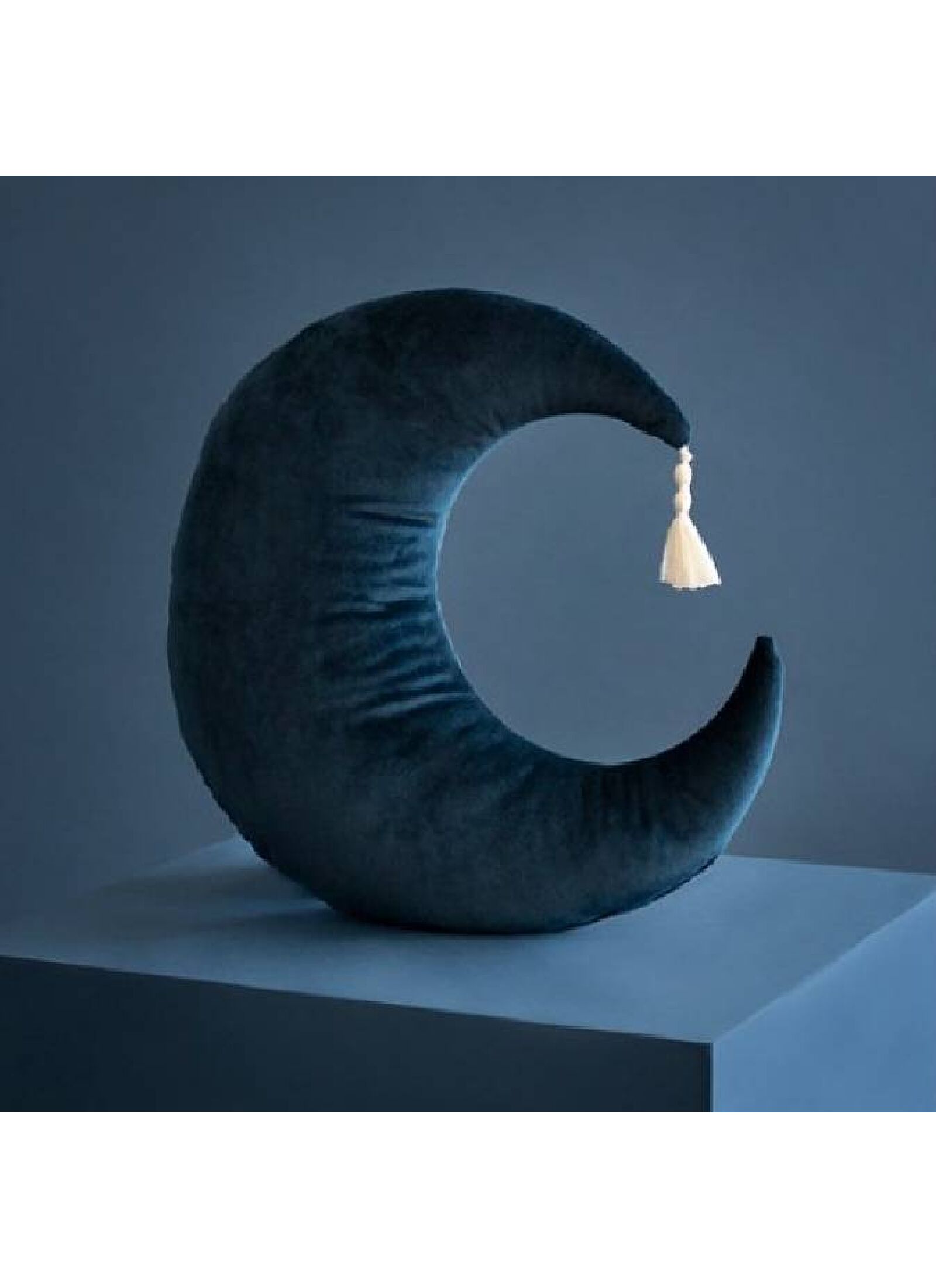 CUSHION PIERROT VELVET MOON NIGHT BLUE