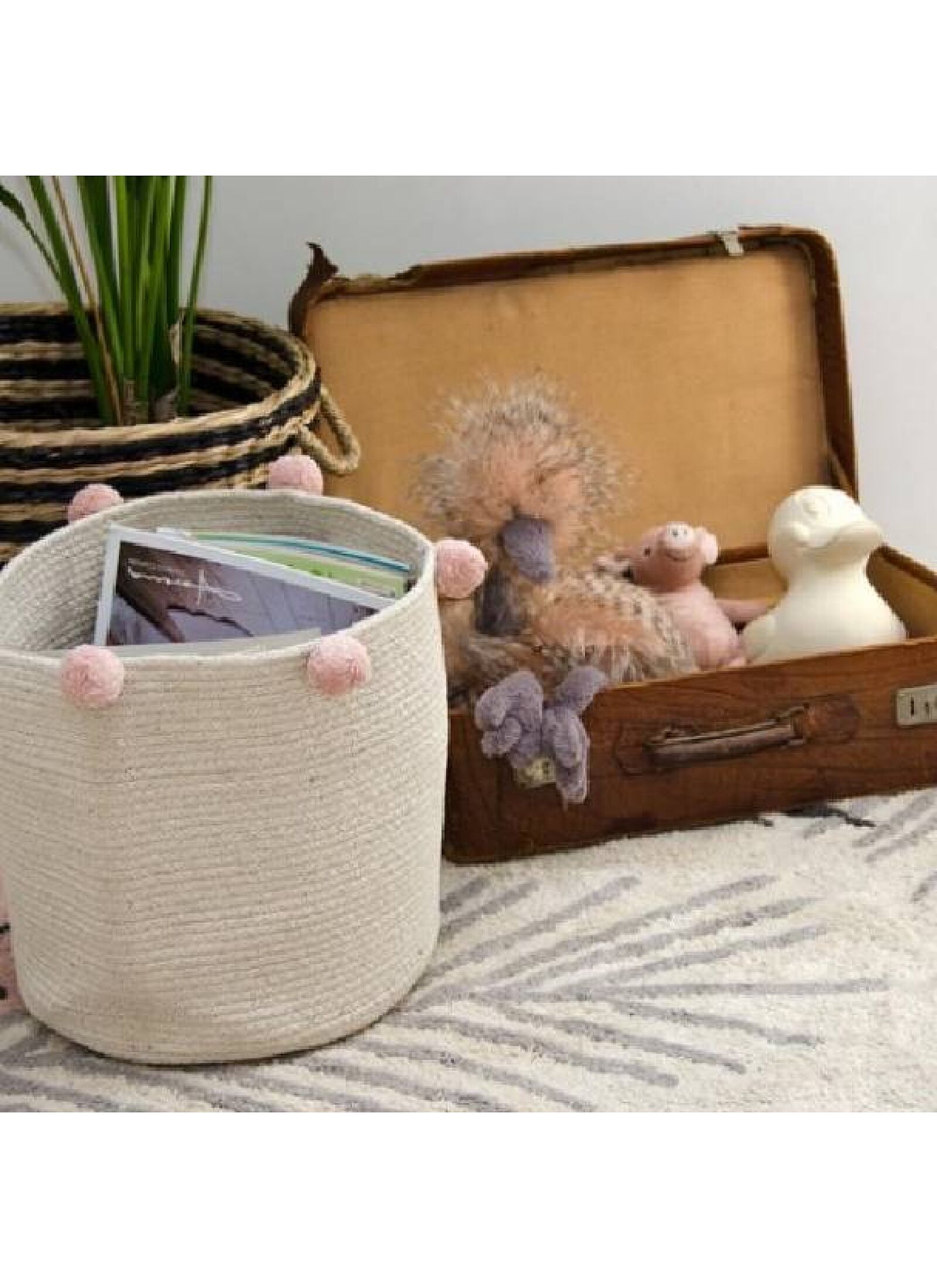 BASKET BUBBLY NATURAL-GREEN (30X30)