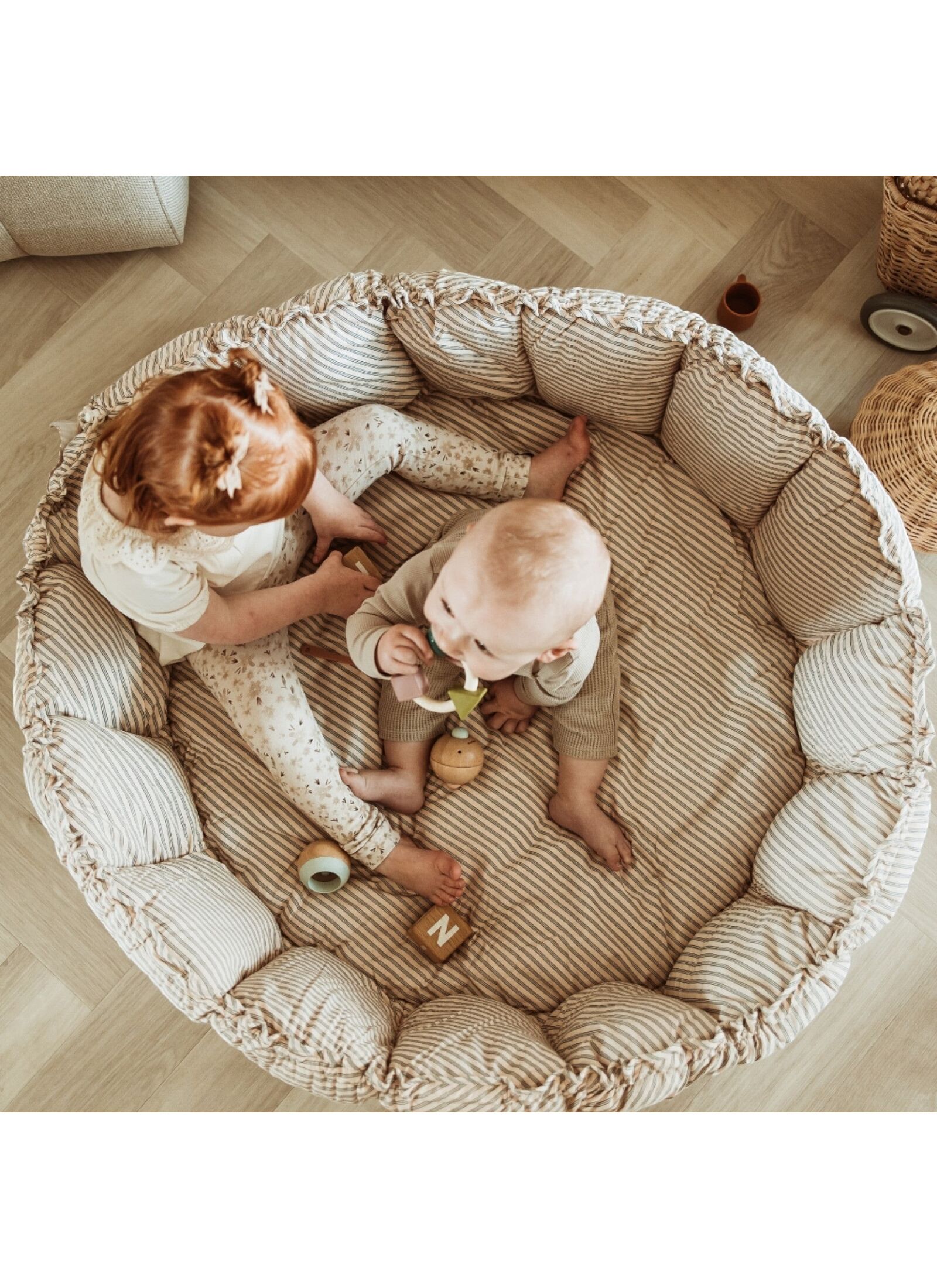 PLAY MAT-BABY NEST BLOOM STRIPES BLUE