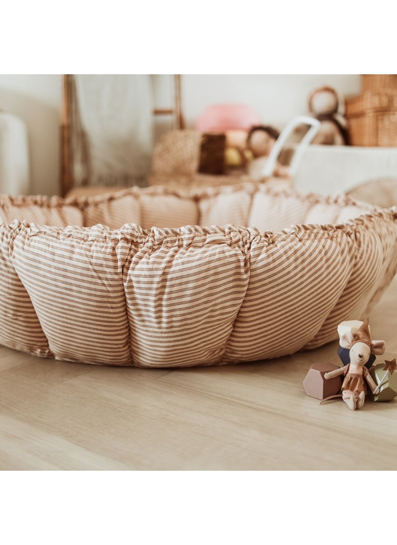 PLAY MAT-BABY NEST BLOOM STRIPES BROWN