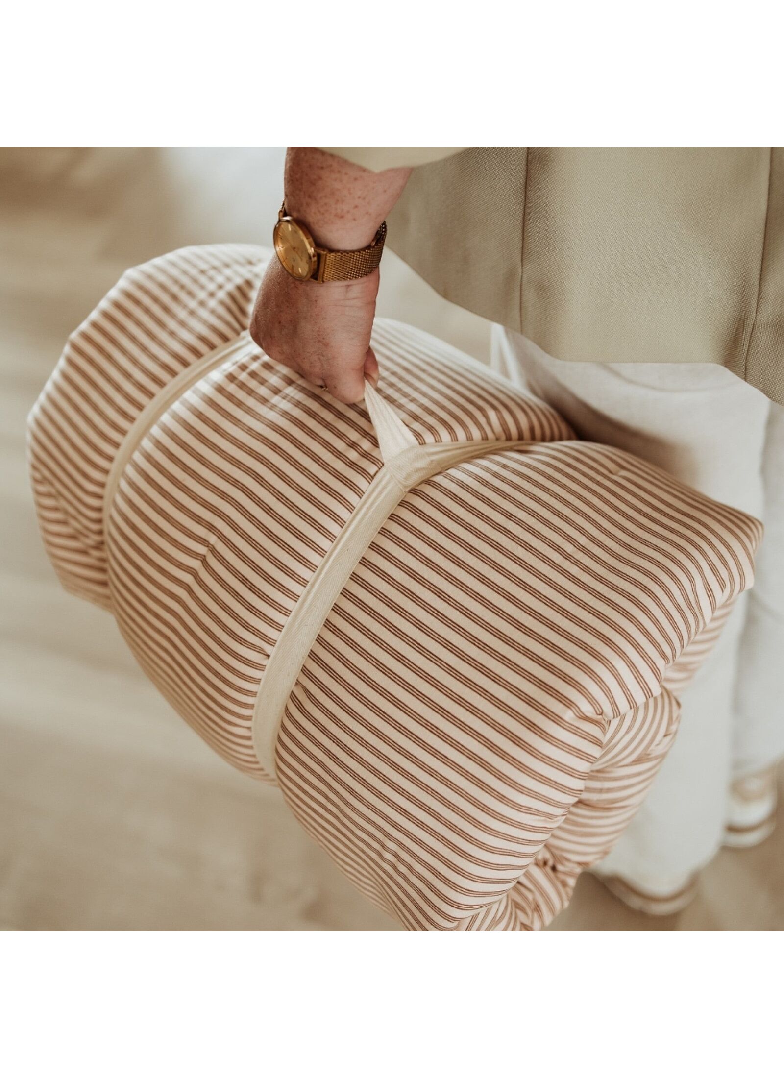 PLAY MAT-BABY NEST BLOOM STRIPES BROWN