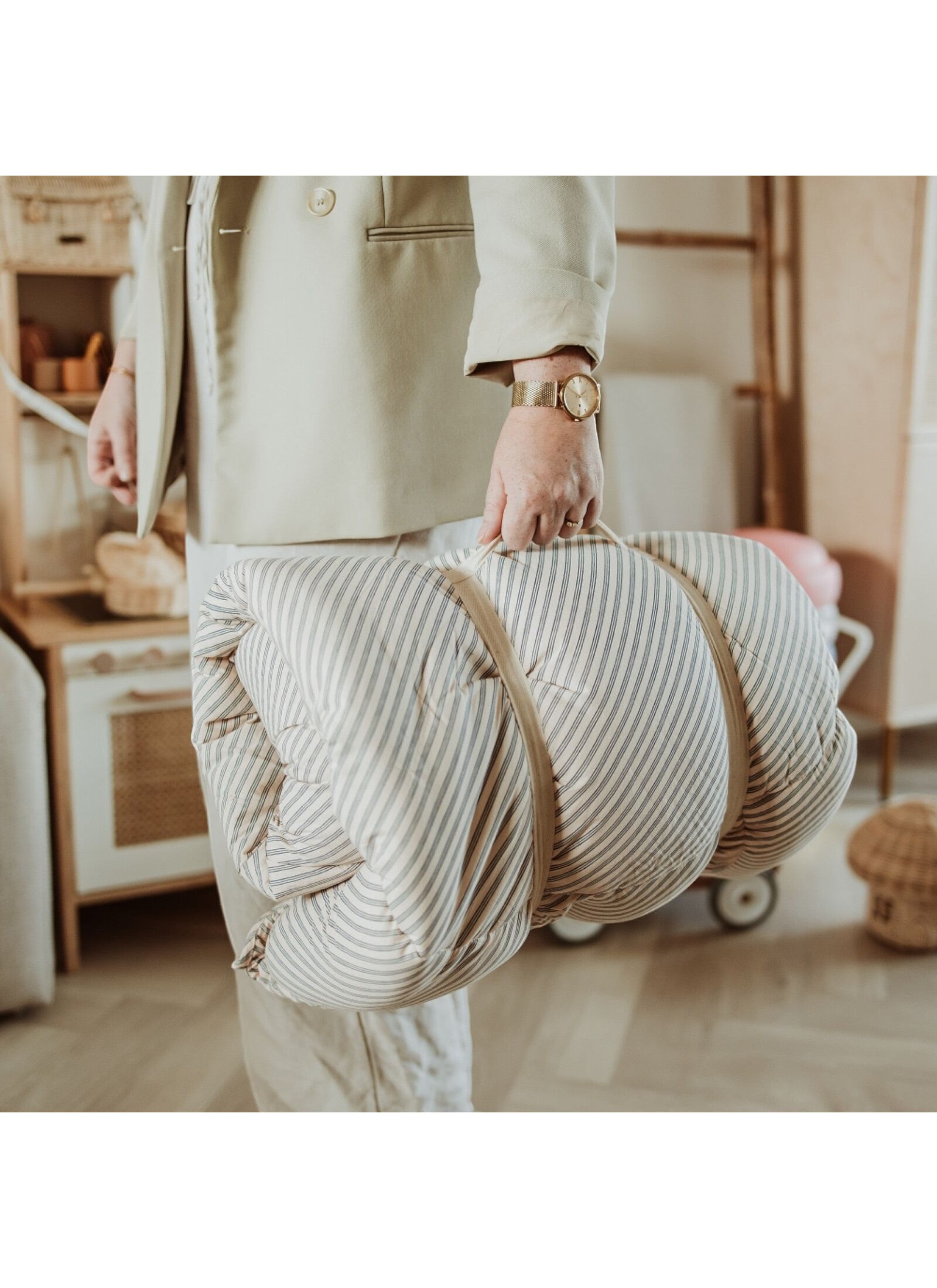 PLAY MAT-BABY NEST BLOOM STRIPES BLUE