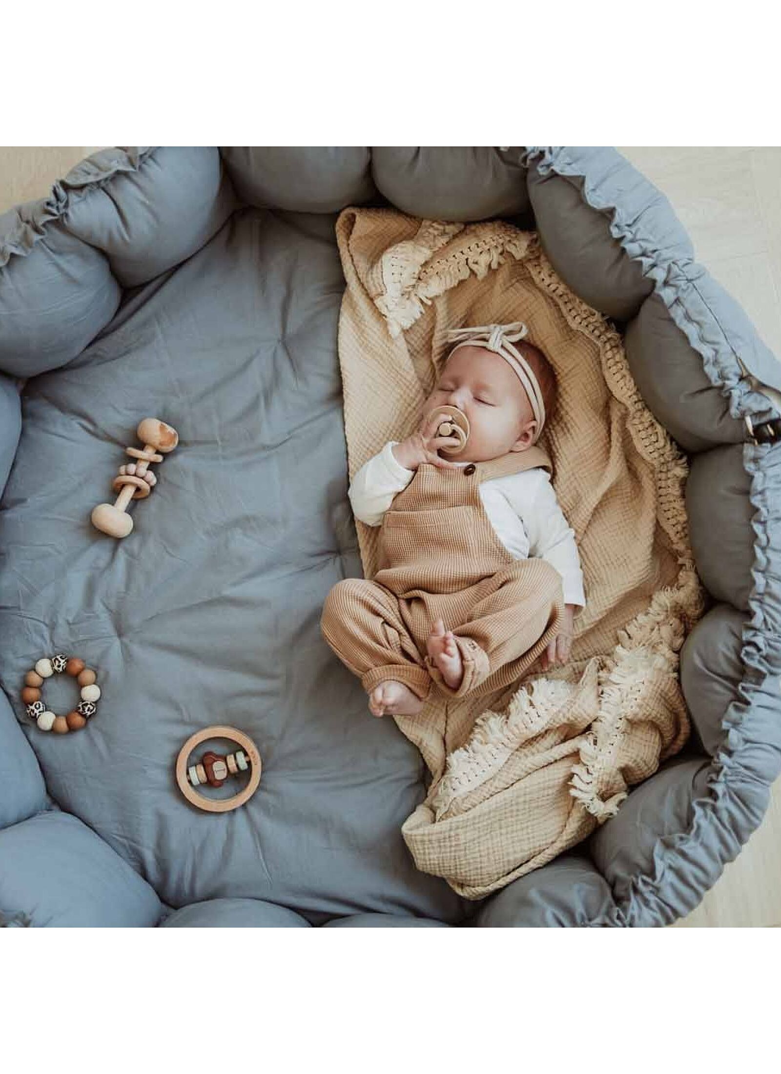PLAY MAT-BABY NEST BLOOM DUSTY BLUE