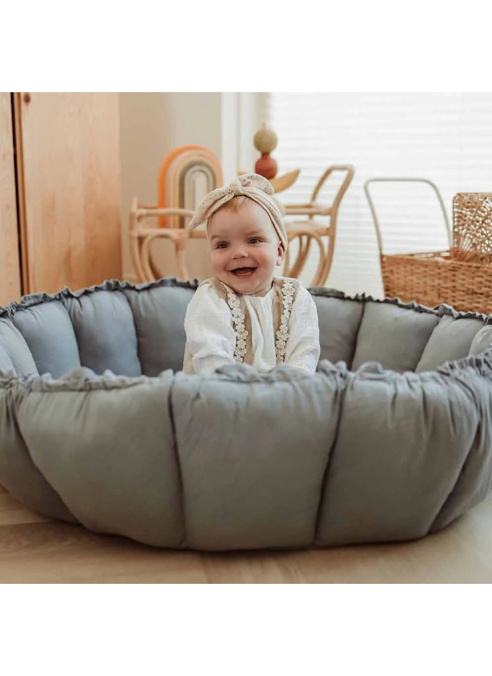 PLAY MAT-BABY NEST BLOOM DUSTY BLUE