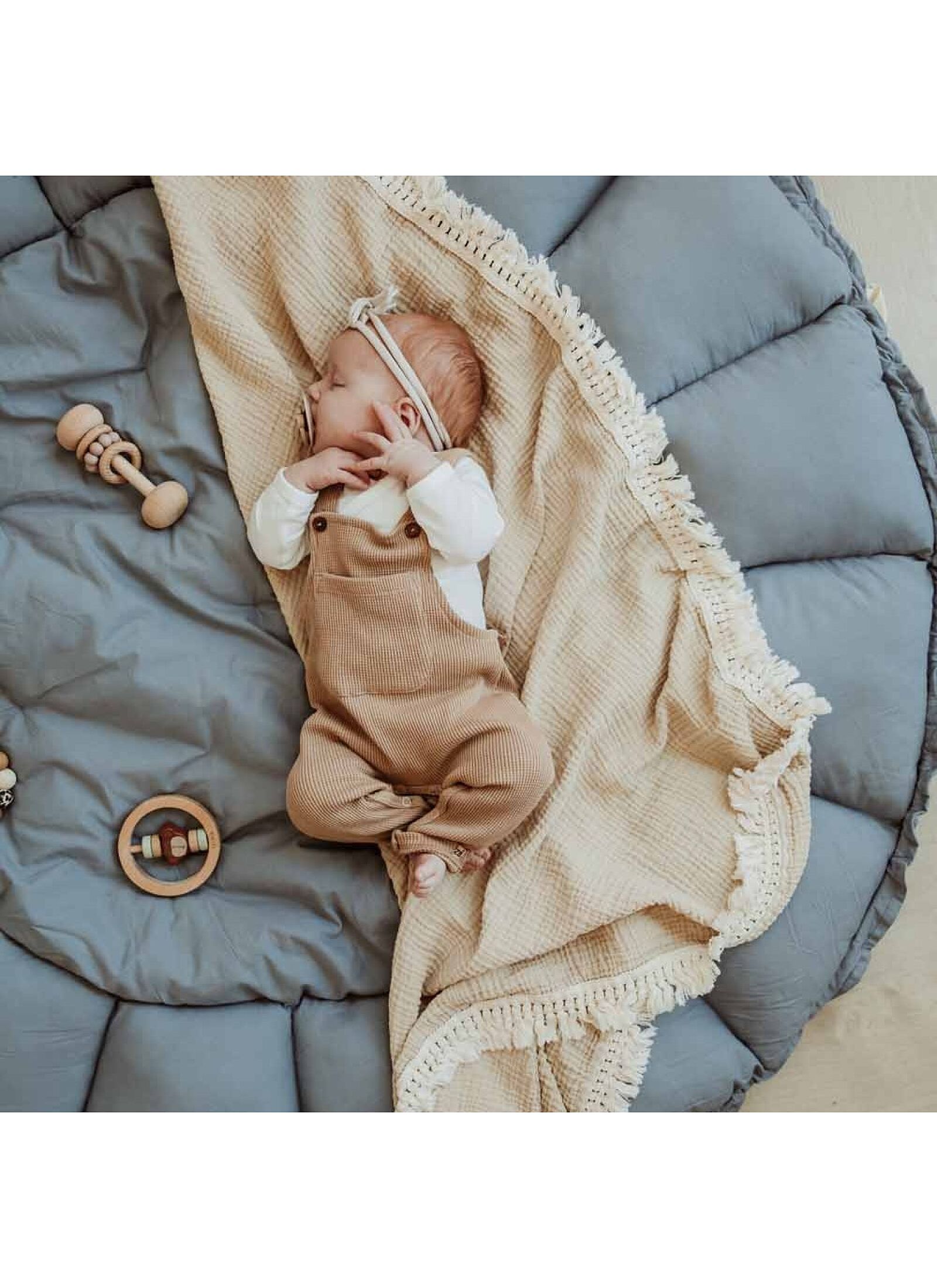 PLAY MAT-BABY NEST BLOOM DUSTY BLUE