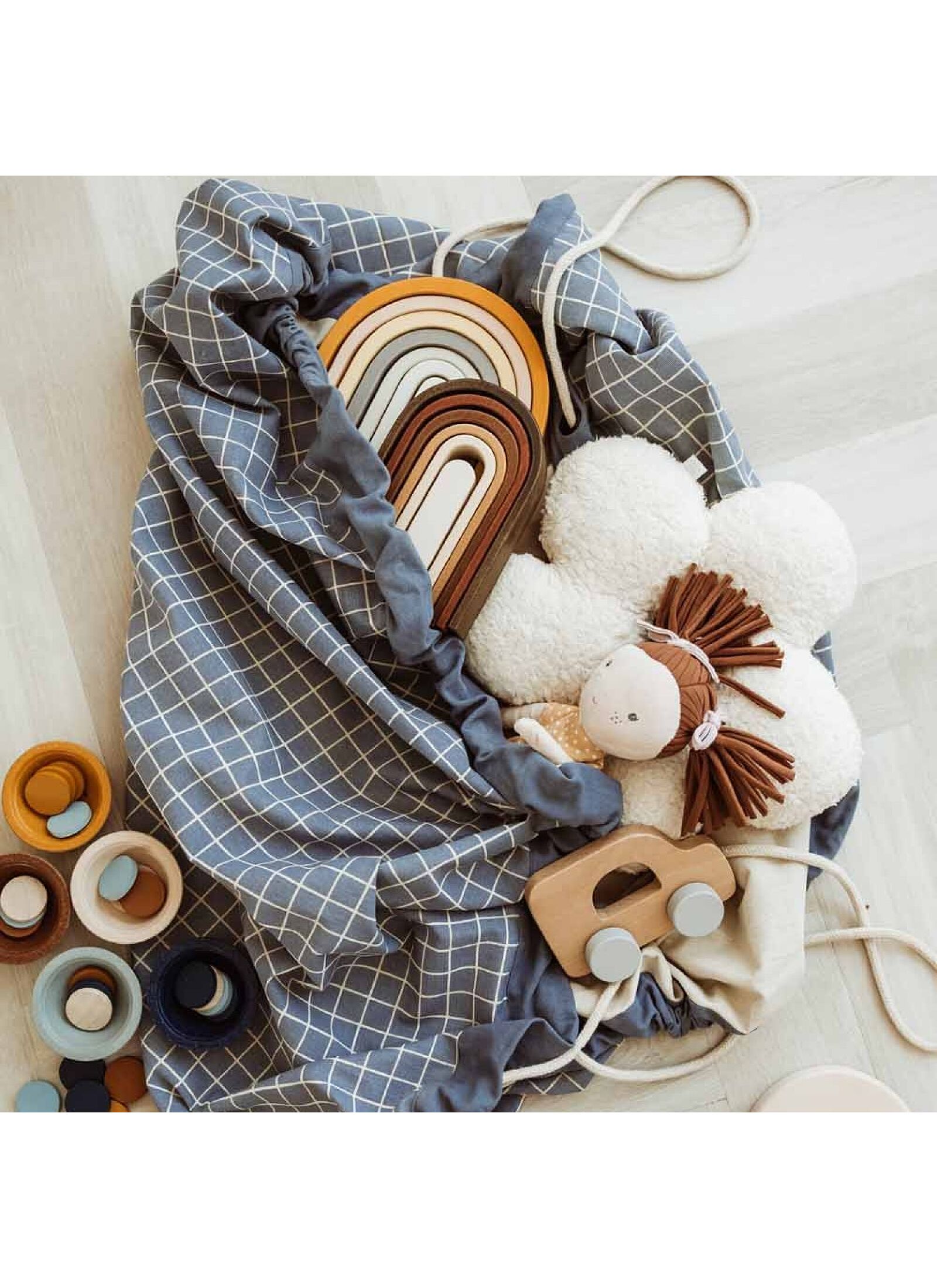 PLAY MAT-STORAGE ORGANIC GRID BLUE