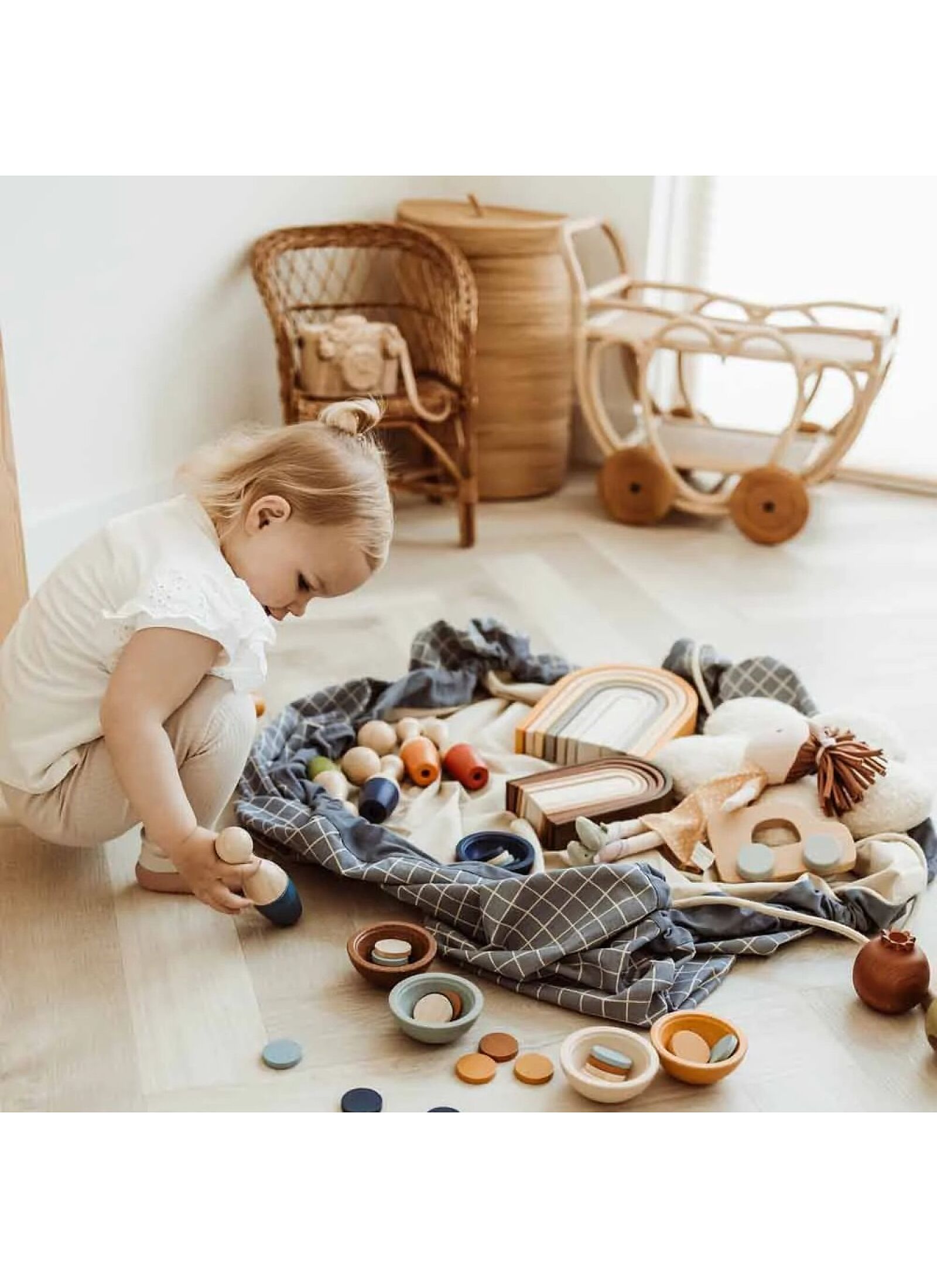 PLAY MAT-STORAGE ORGANIC GRID BLUE