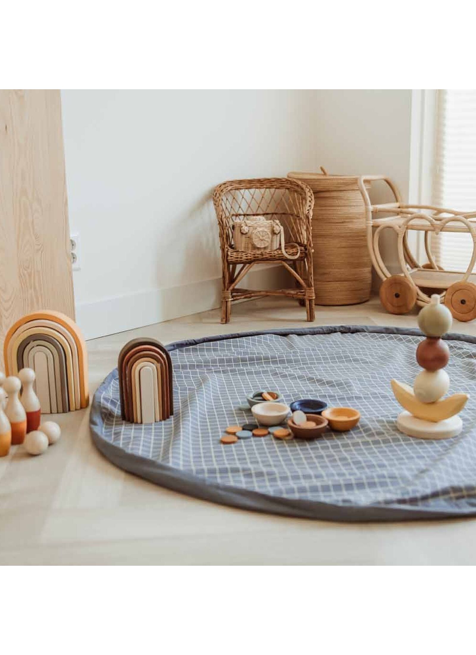 PLAY MAT-STORAGE ORGANIC GRID BLUE