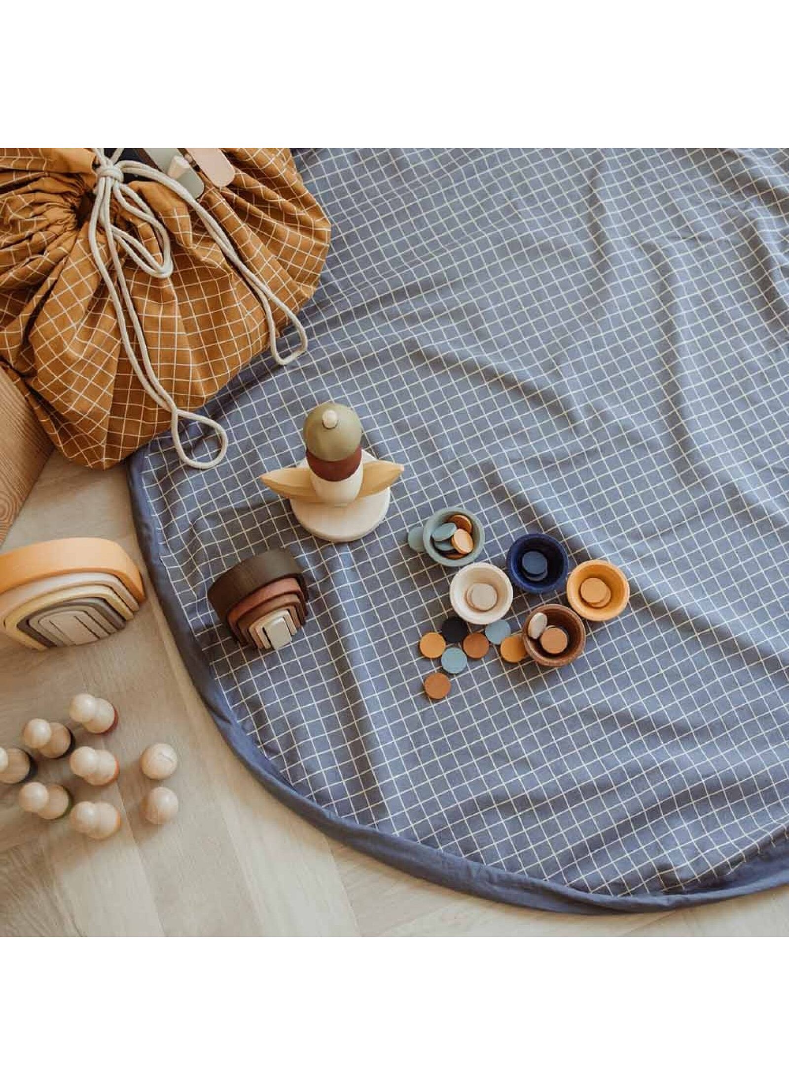 PLAY MAT-STORAGE ORGANIC GRID BLUE