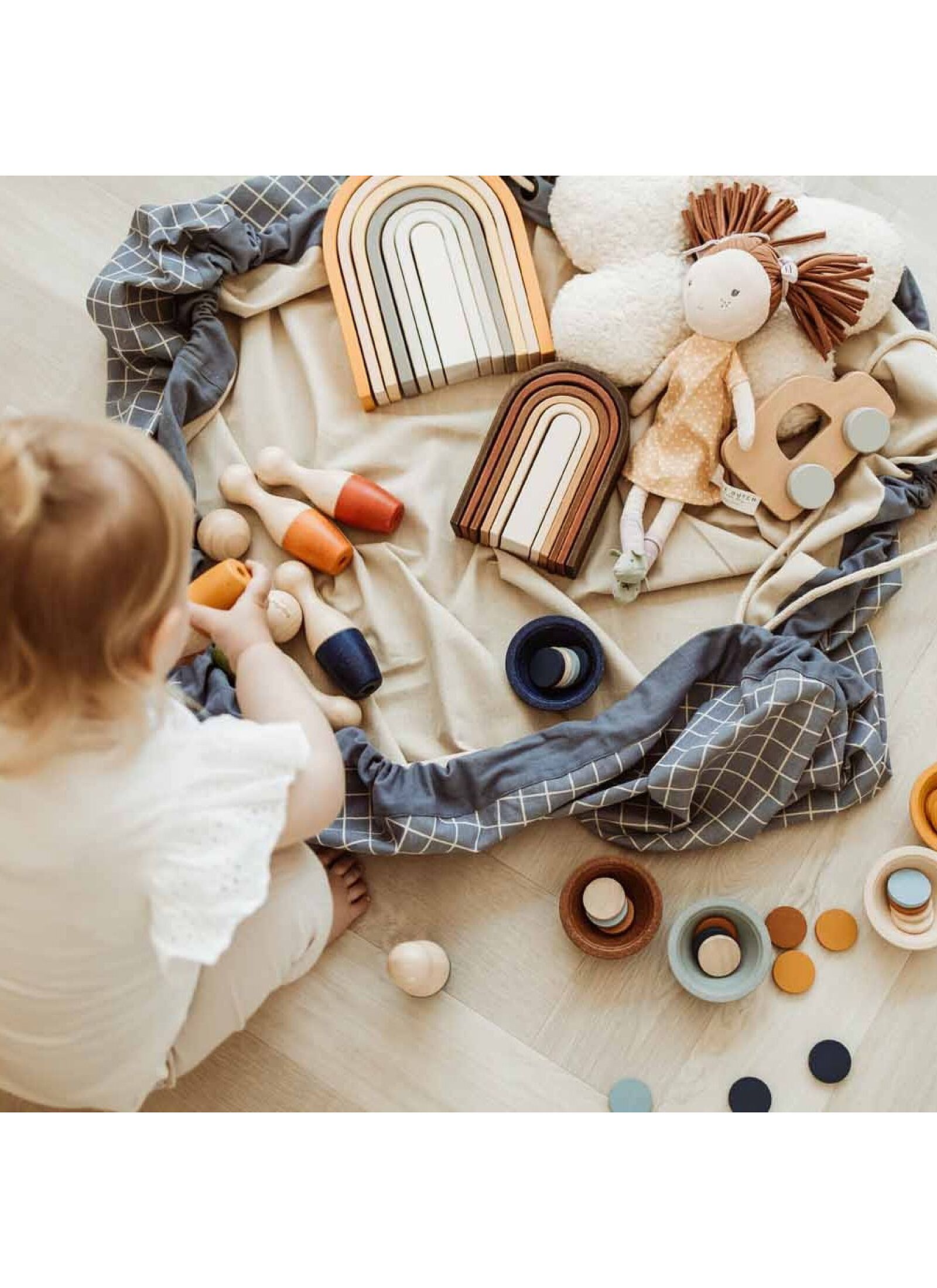 PLAY MAT-STORAGE ORGANIC GRID BLUE