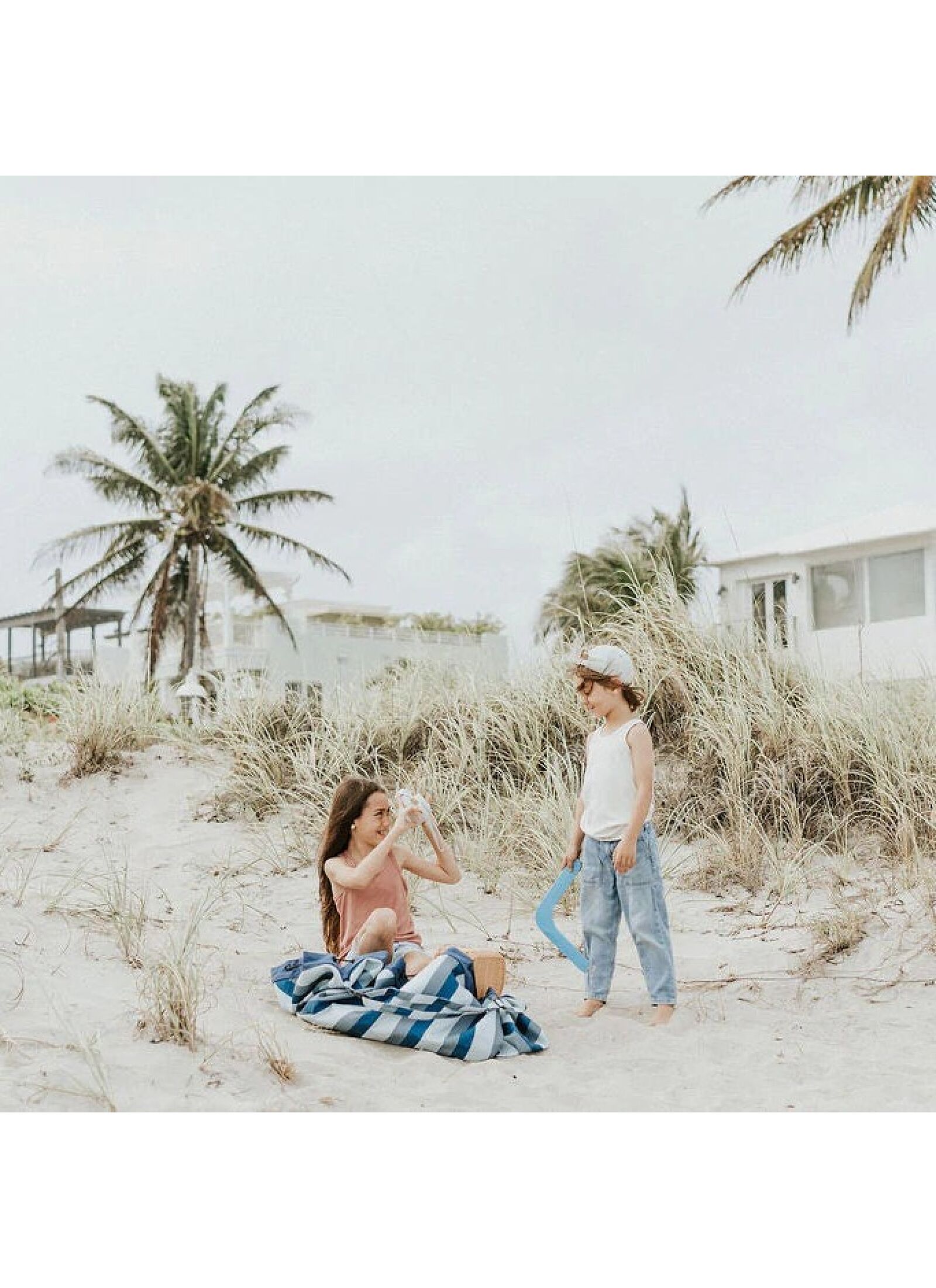 OUTDOOR PLAY MAT-STORAGE BAG BLUE/GREEN STRIPES