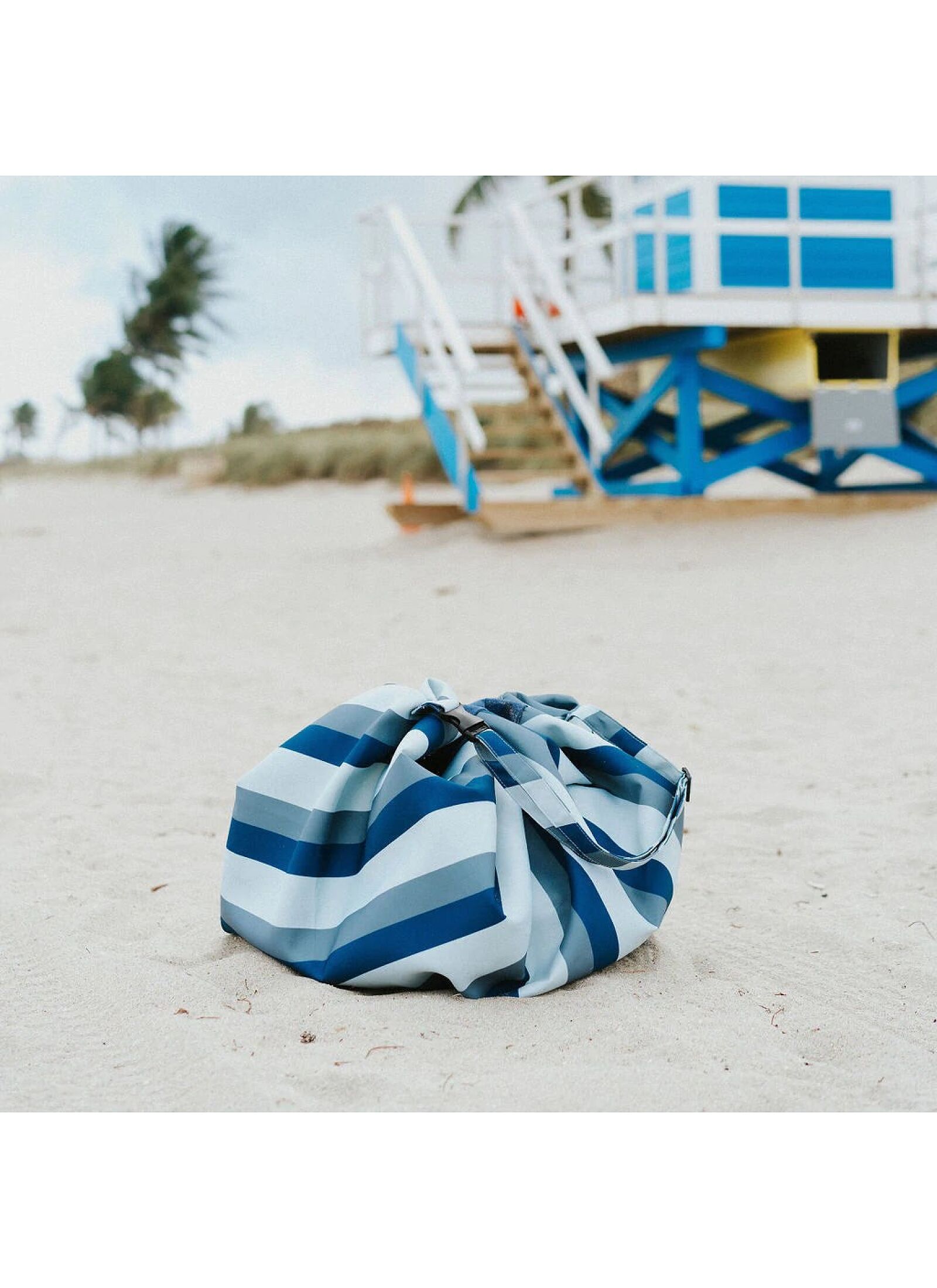 OUTDOOR PLAY MAT-STORAGE BAG BLUE/GREEN STRIPES