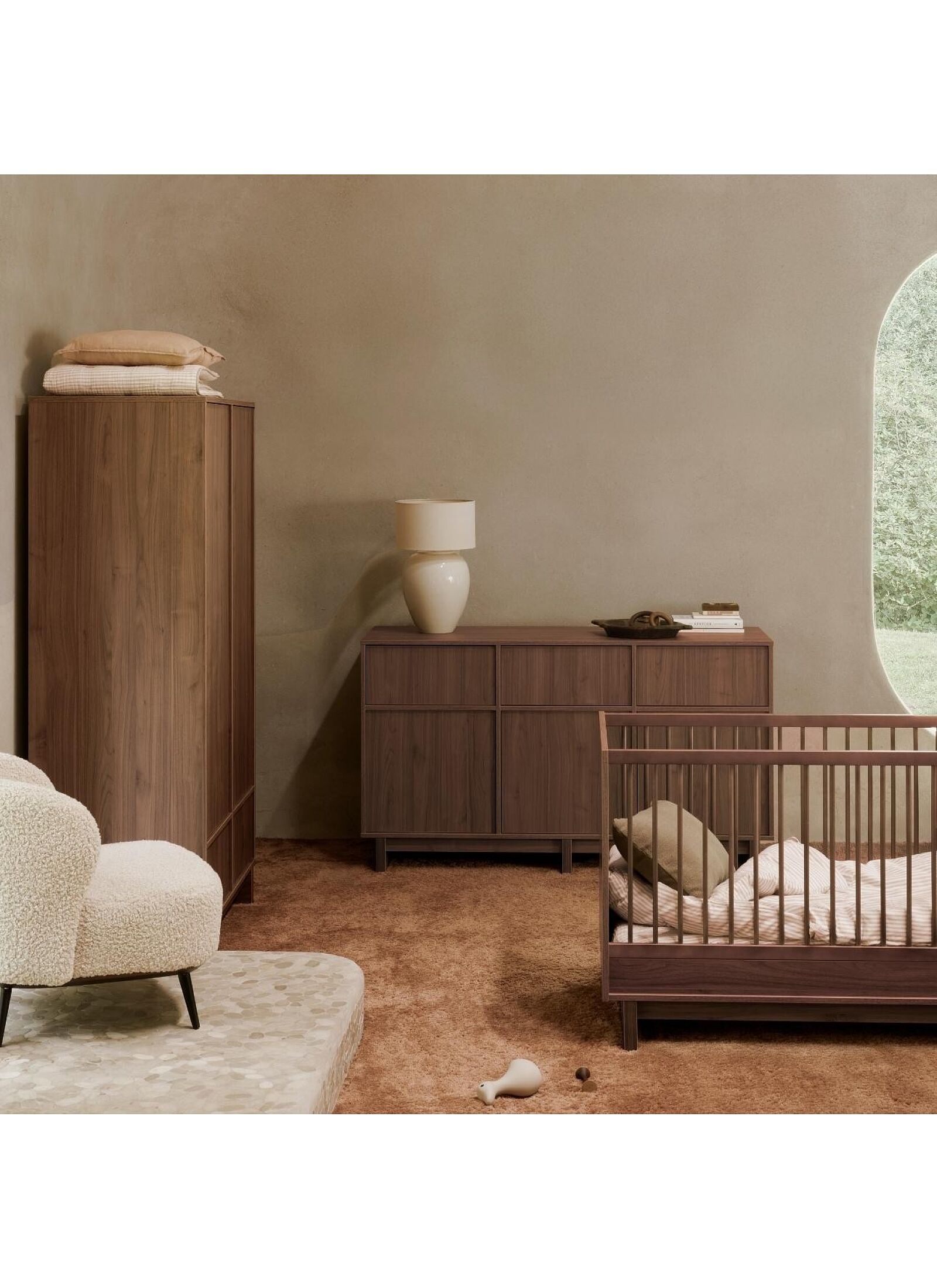 CRIB, DRAWER AND EXTENSION CHANGER UNIT SET KYO WALNUT