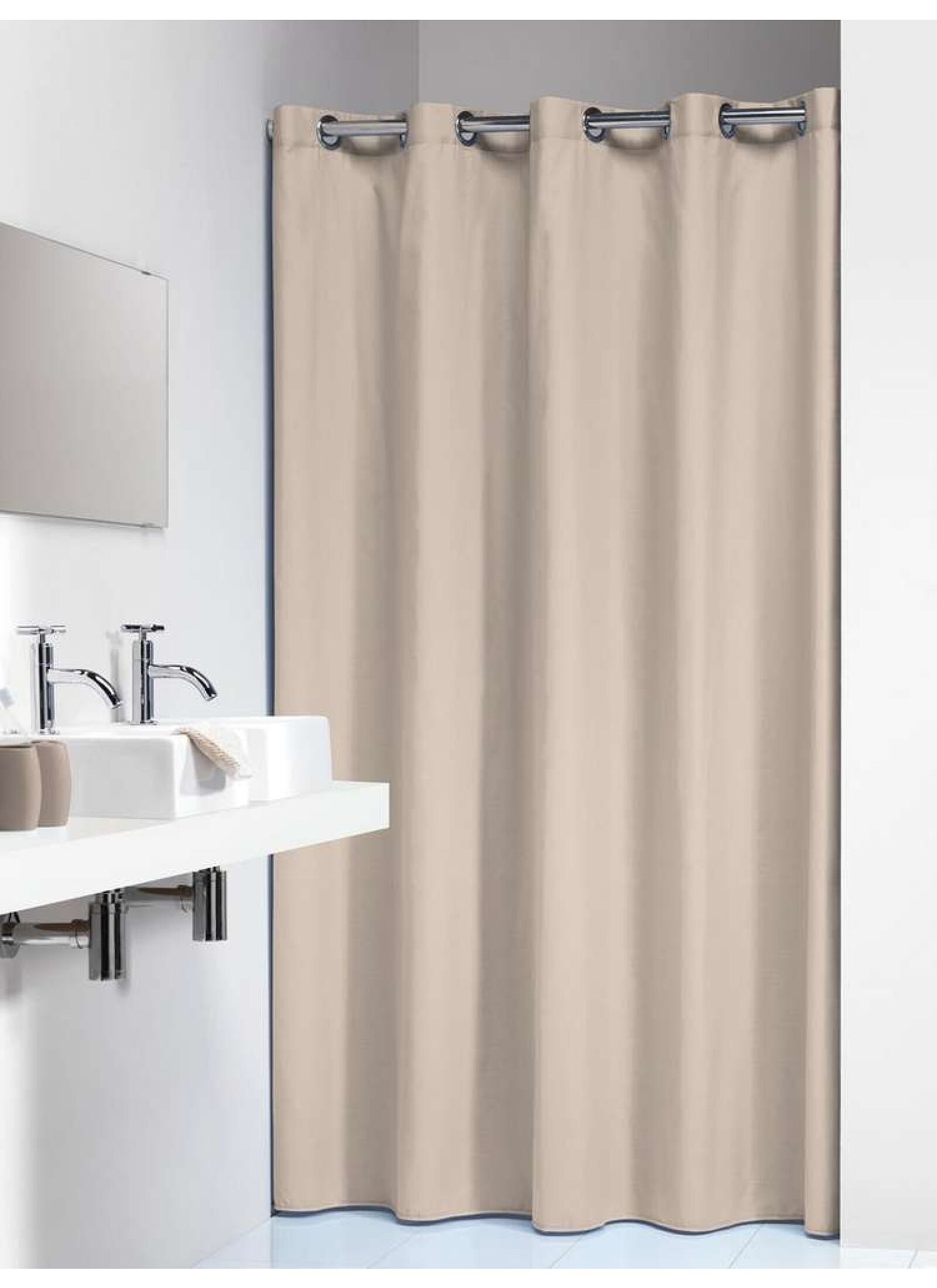 SHOWER CURTAIN COLORIS BEIGE