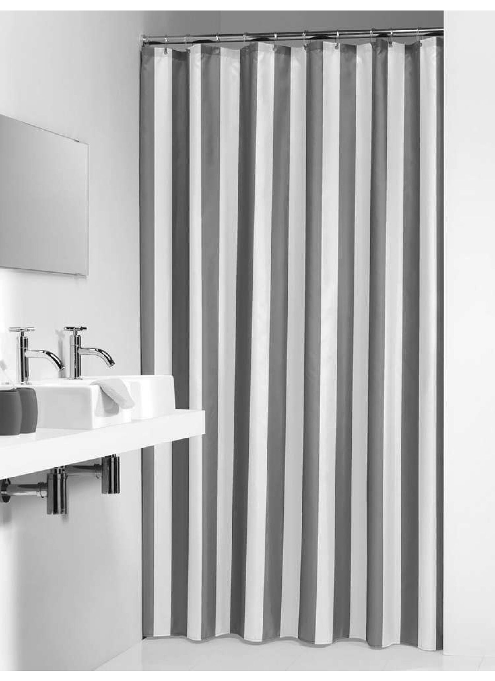 SHOWER CURTAIN LINJE GREY