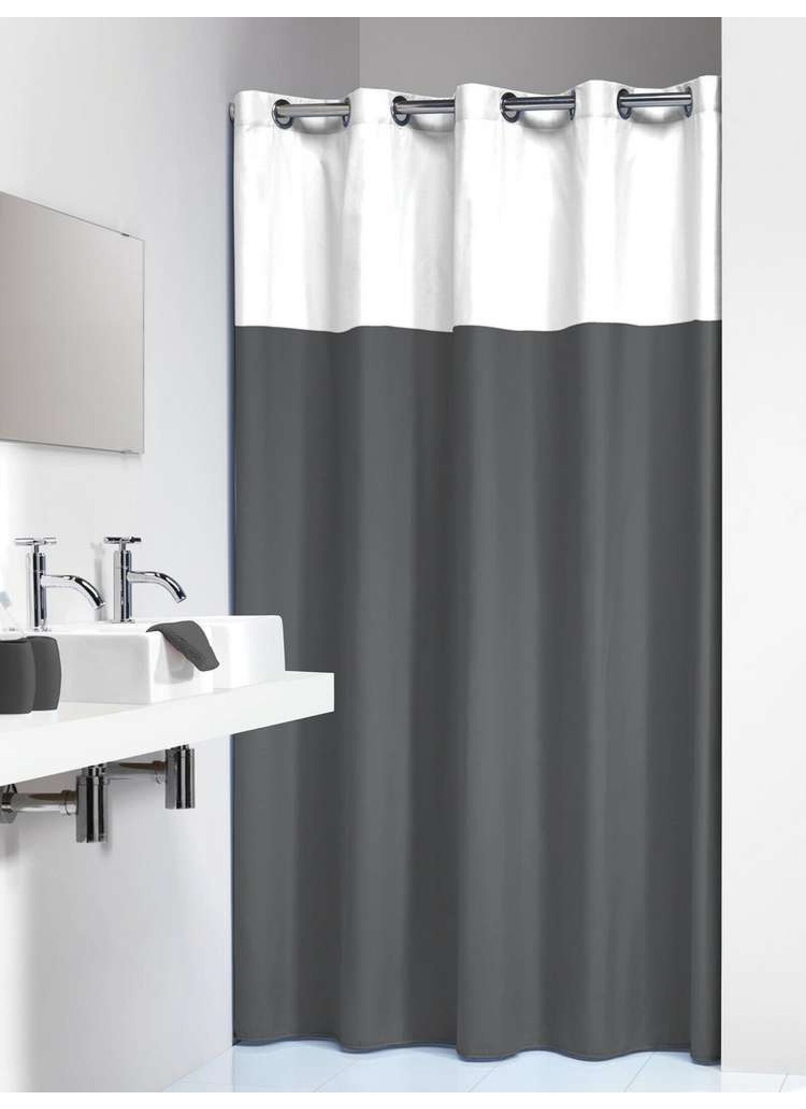 SHOWER CURTAIN DOUBLE GREY