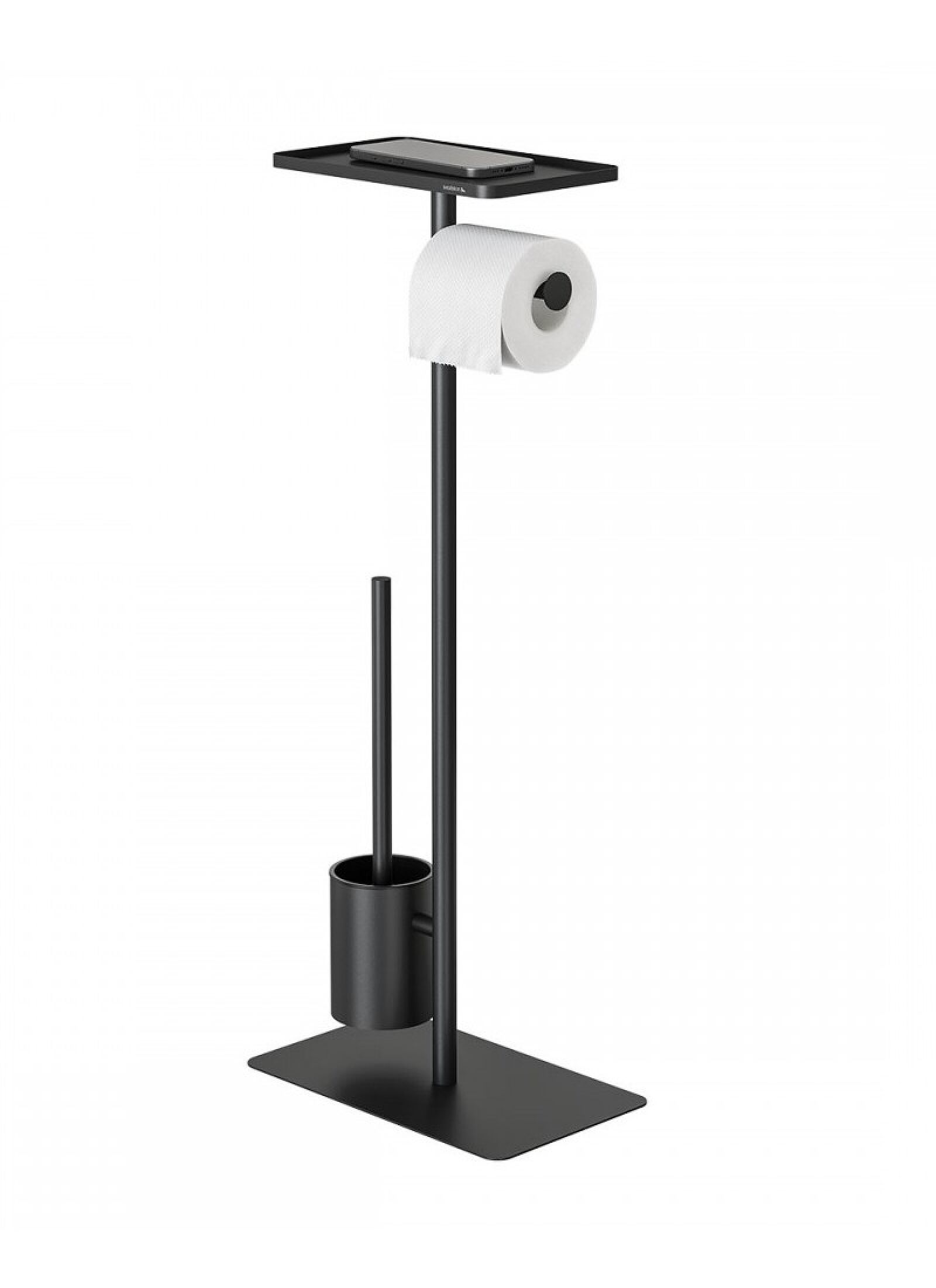 TOILET PAPER STAND &AMP; PEGAL WITH SHELF BRIX BLACK
