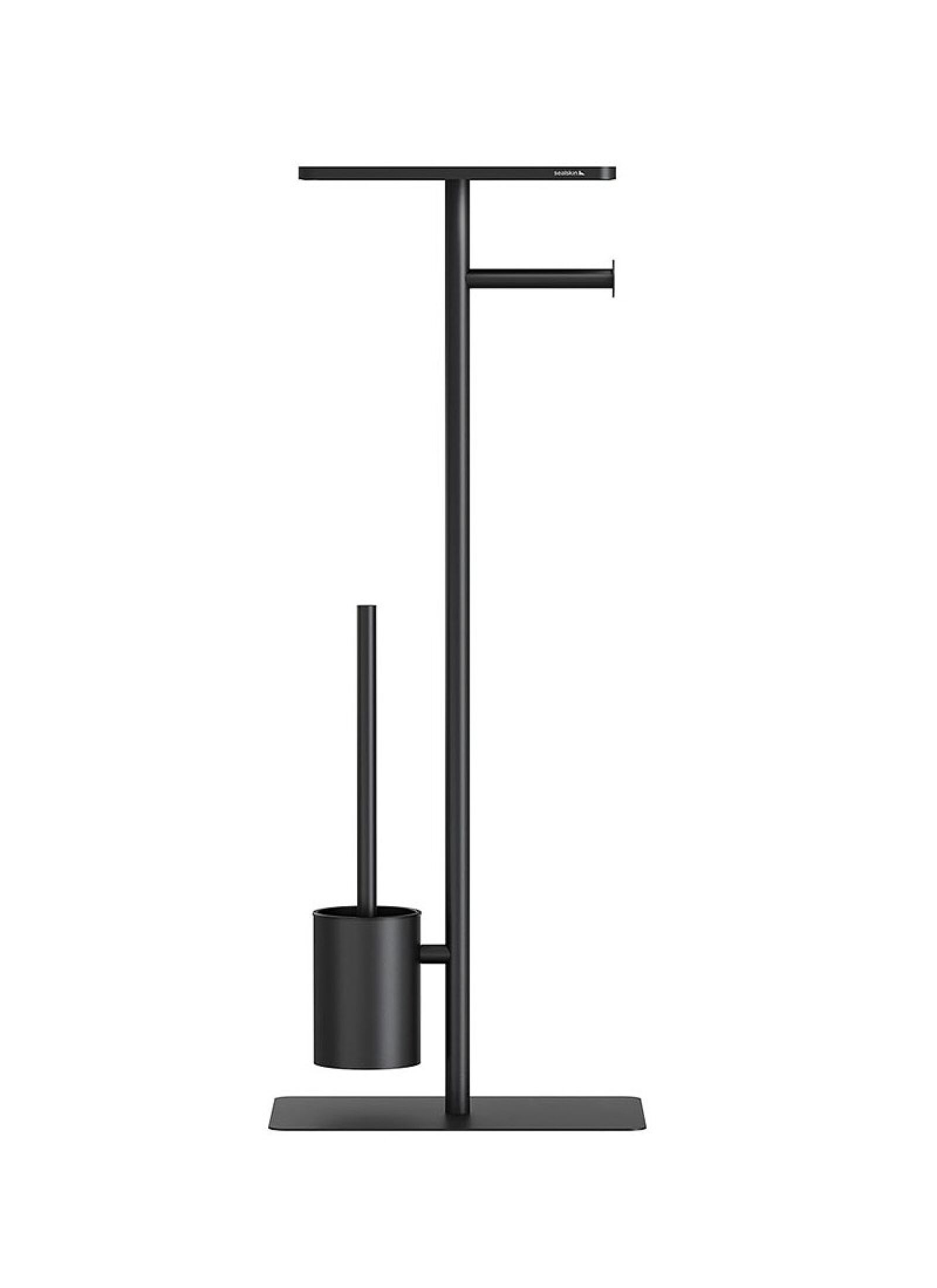 TOILET PAPER STAND &AMP; PEGAL WITH SHELF BRIX BLACK