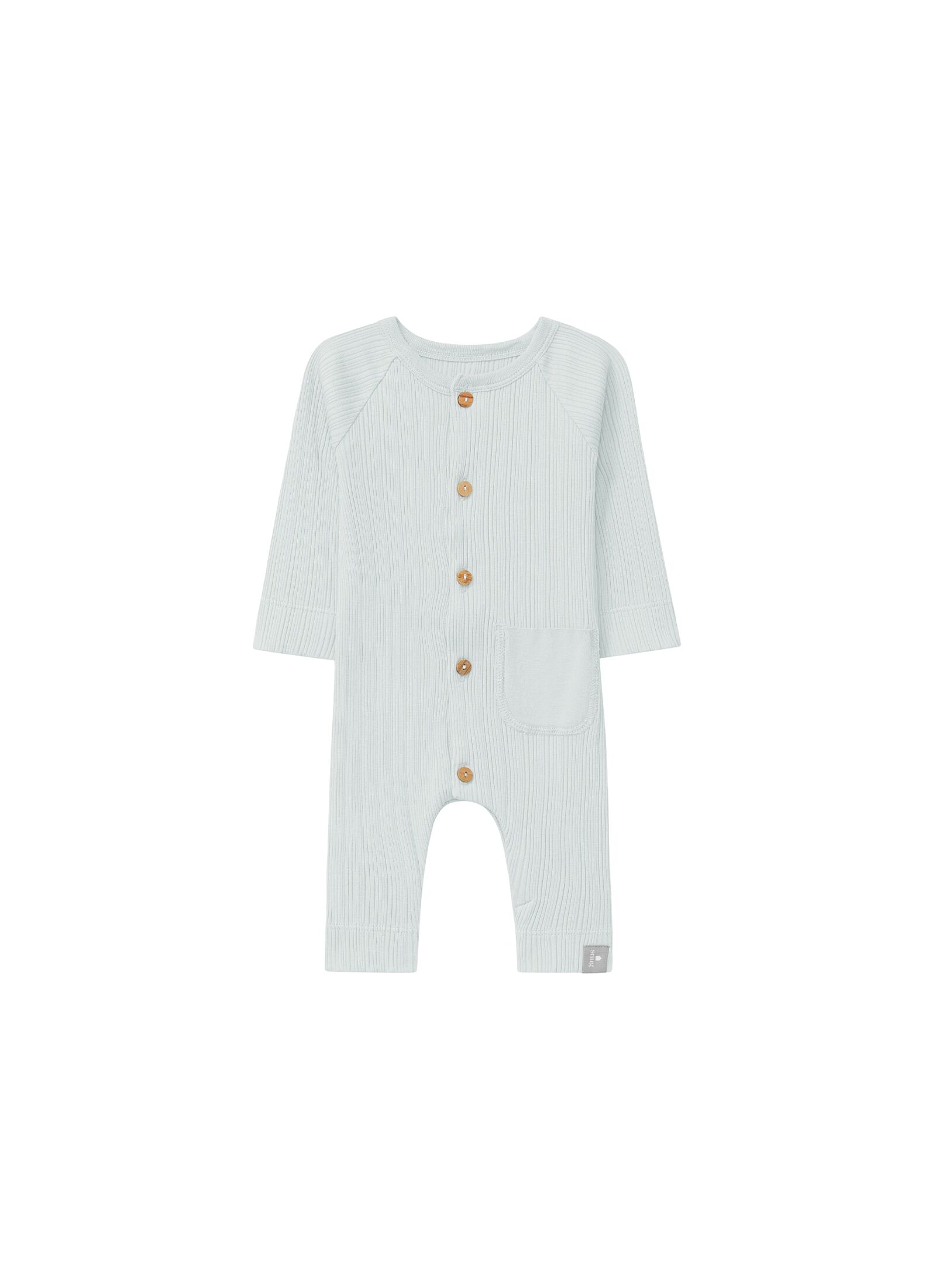 LONG-SLEEVED ORGANIC COTTON JUMPSUIT BLUE