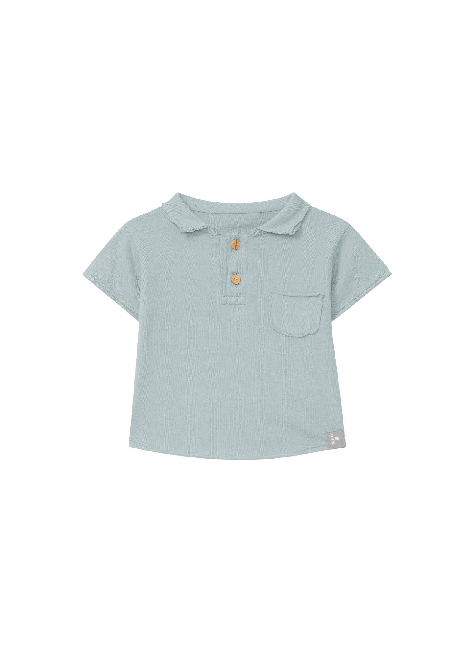 ORGANIC COTTON SHORTSLEEVE T-SHIRT WITH A COLLAR MINT BLUE