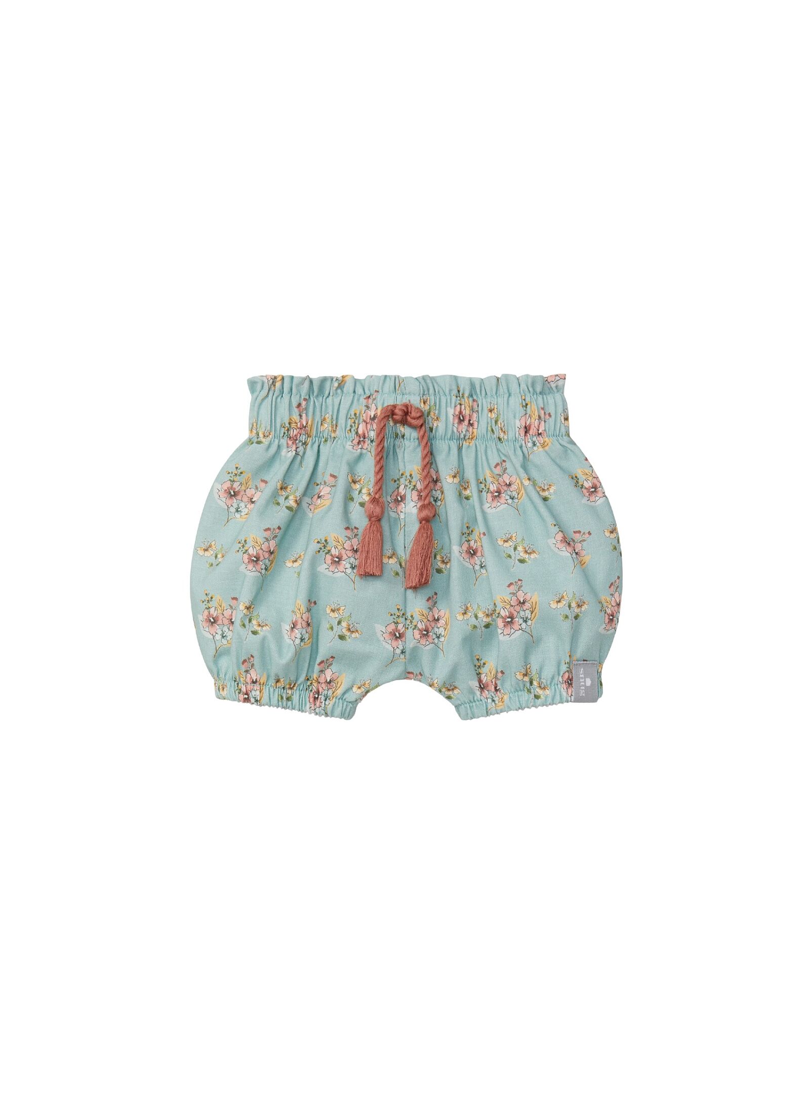 COTTON SHORTS FLORAL MINT BLUE