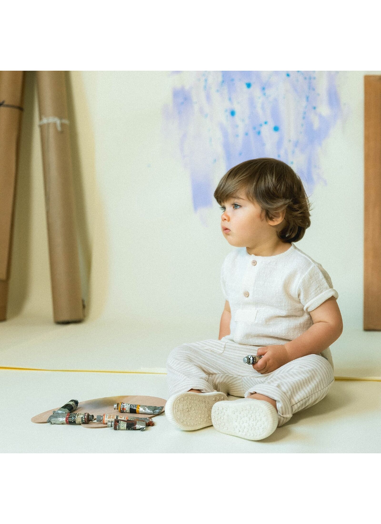 COTTON SHORTSLEEVE T-SHIRT FLORAL MINT BLUE