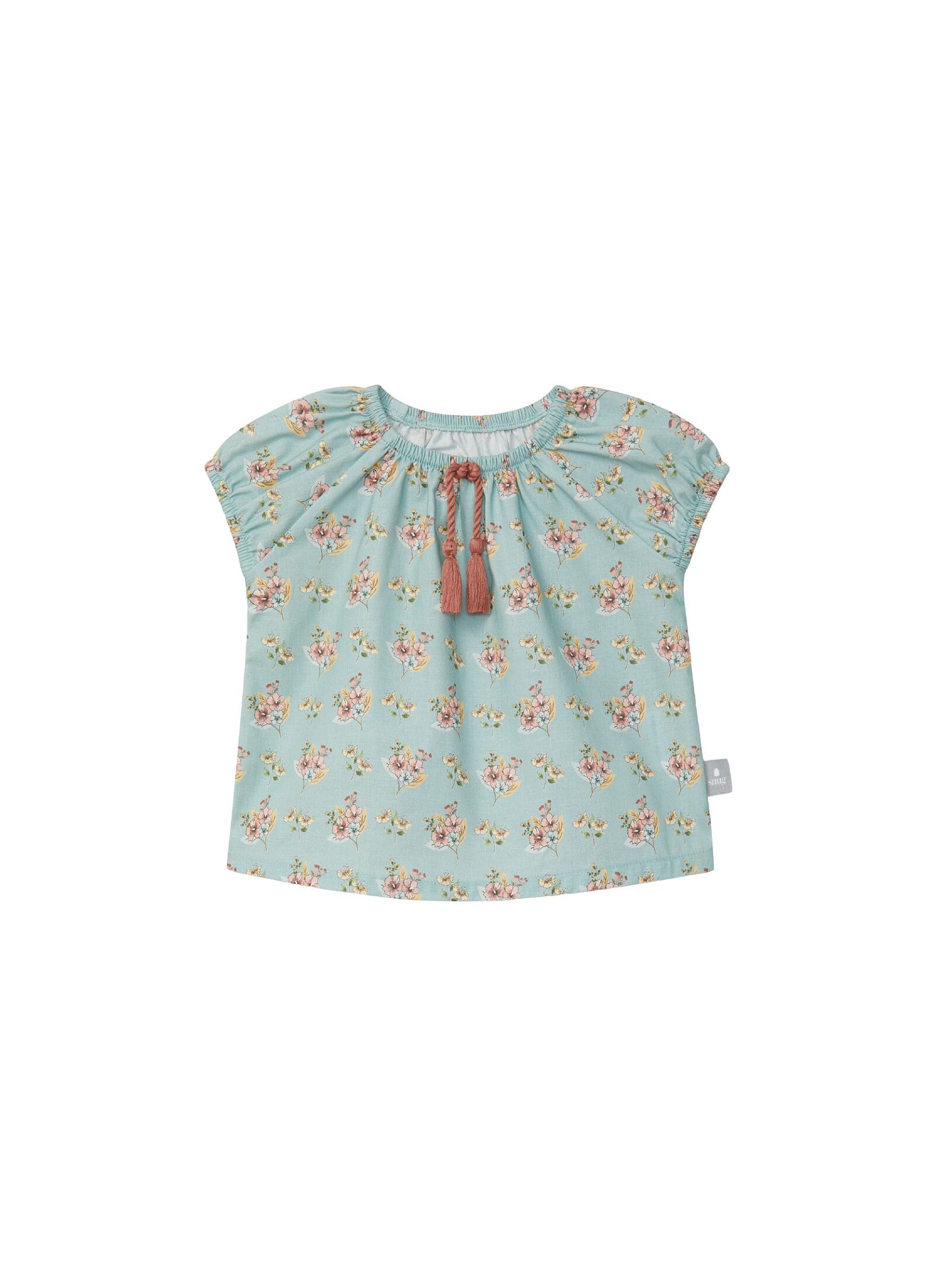 COTTON SHORTSLEEVE T-SHIRT FLORAL MINT BLUE