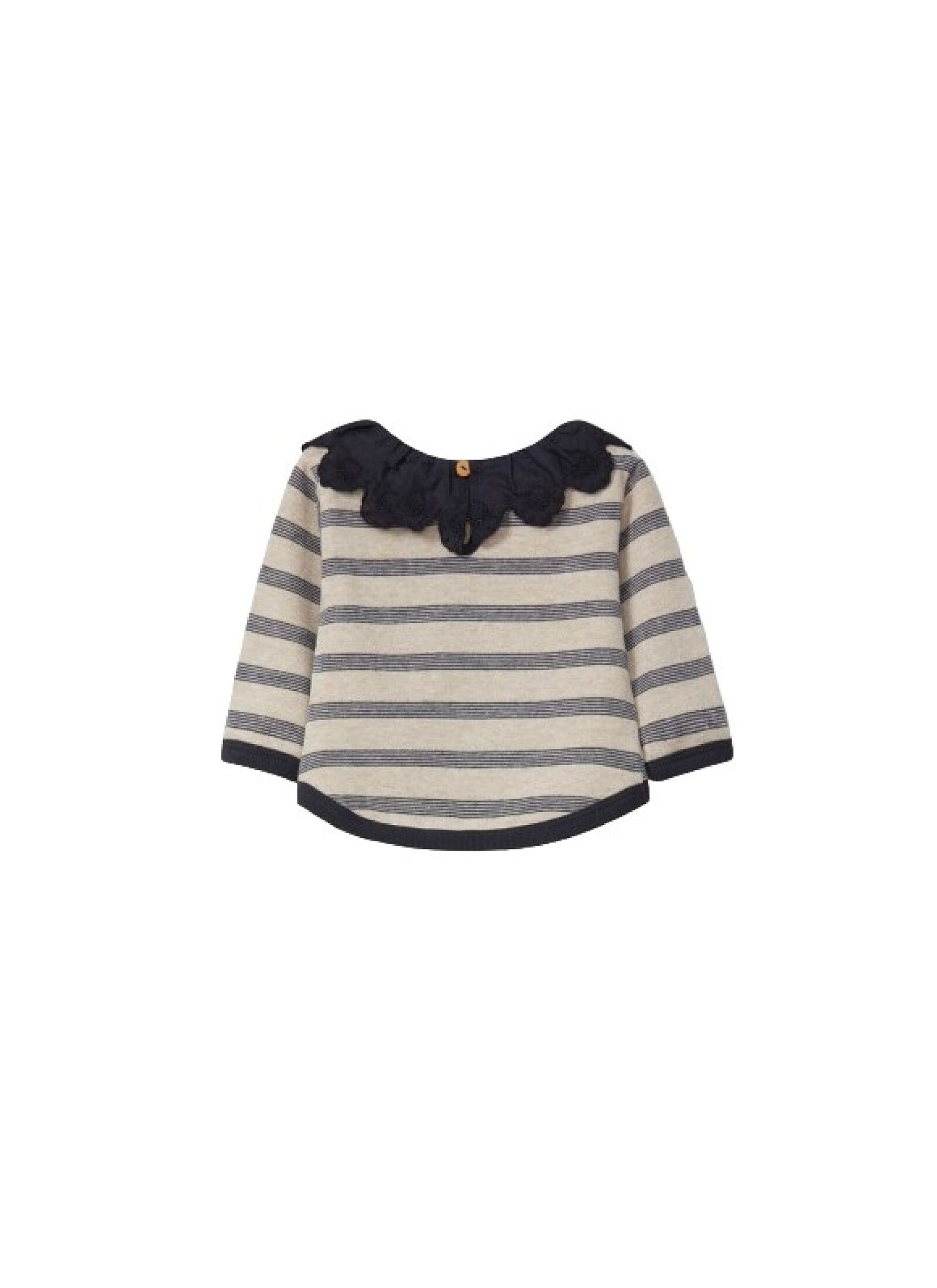 LONGSLEEVE T-SHIRT STRIPES INDIGO COLLAR BLACK