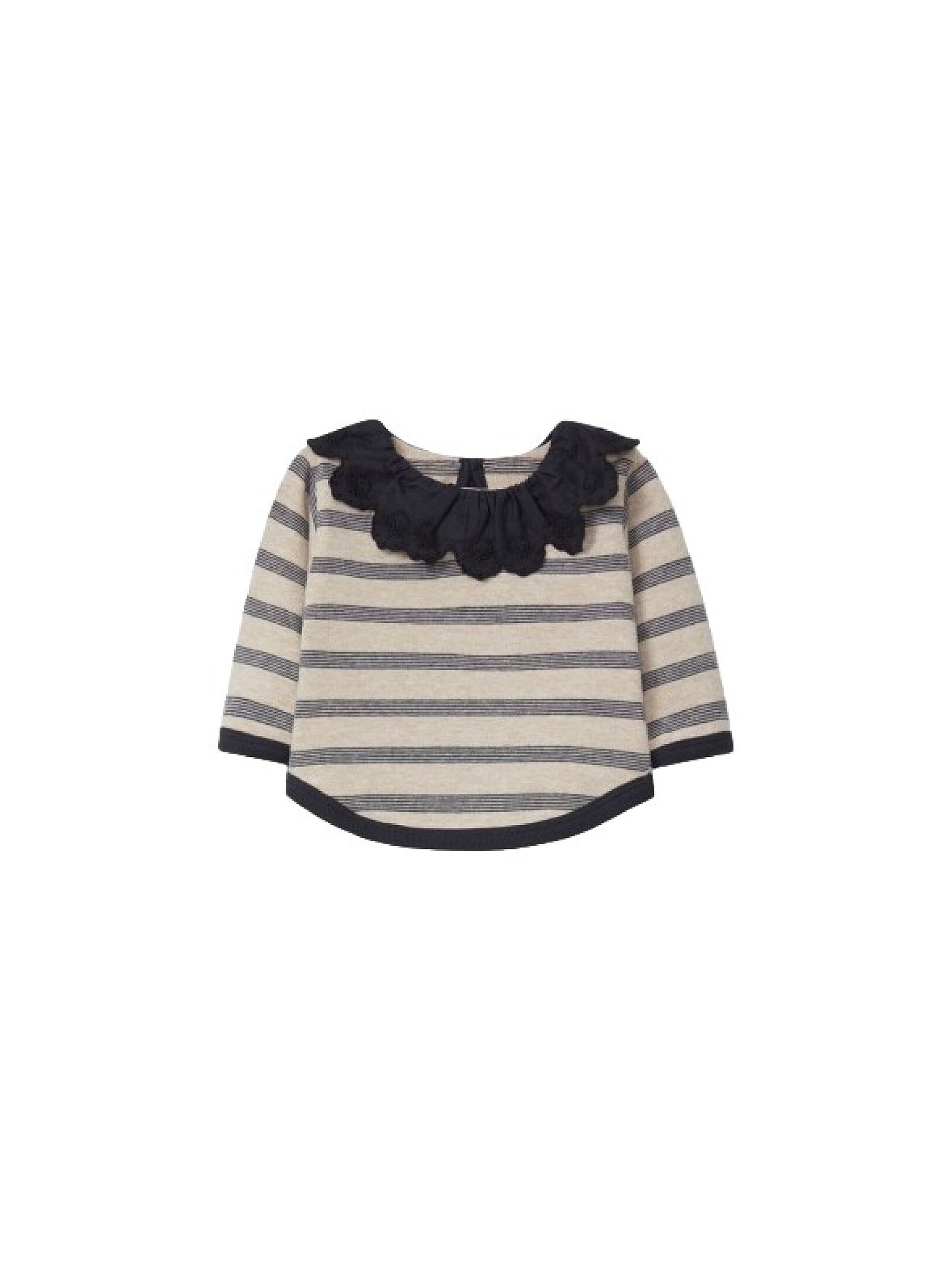 LONGSLEEVE T-SHIRT STRIPES INDIGO COLLAR BLACK