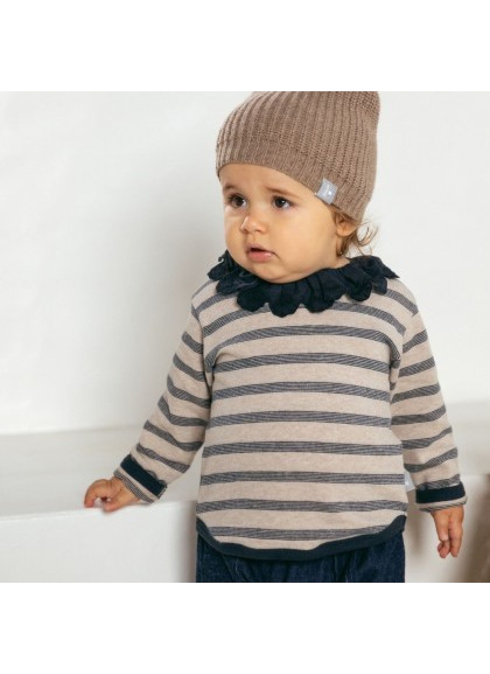 LONGSLEEVE T-SHIRT STRIPES INDIGO COLLAR BLACK