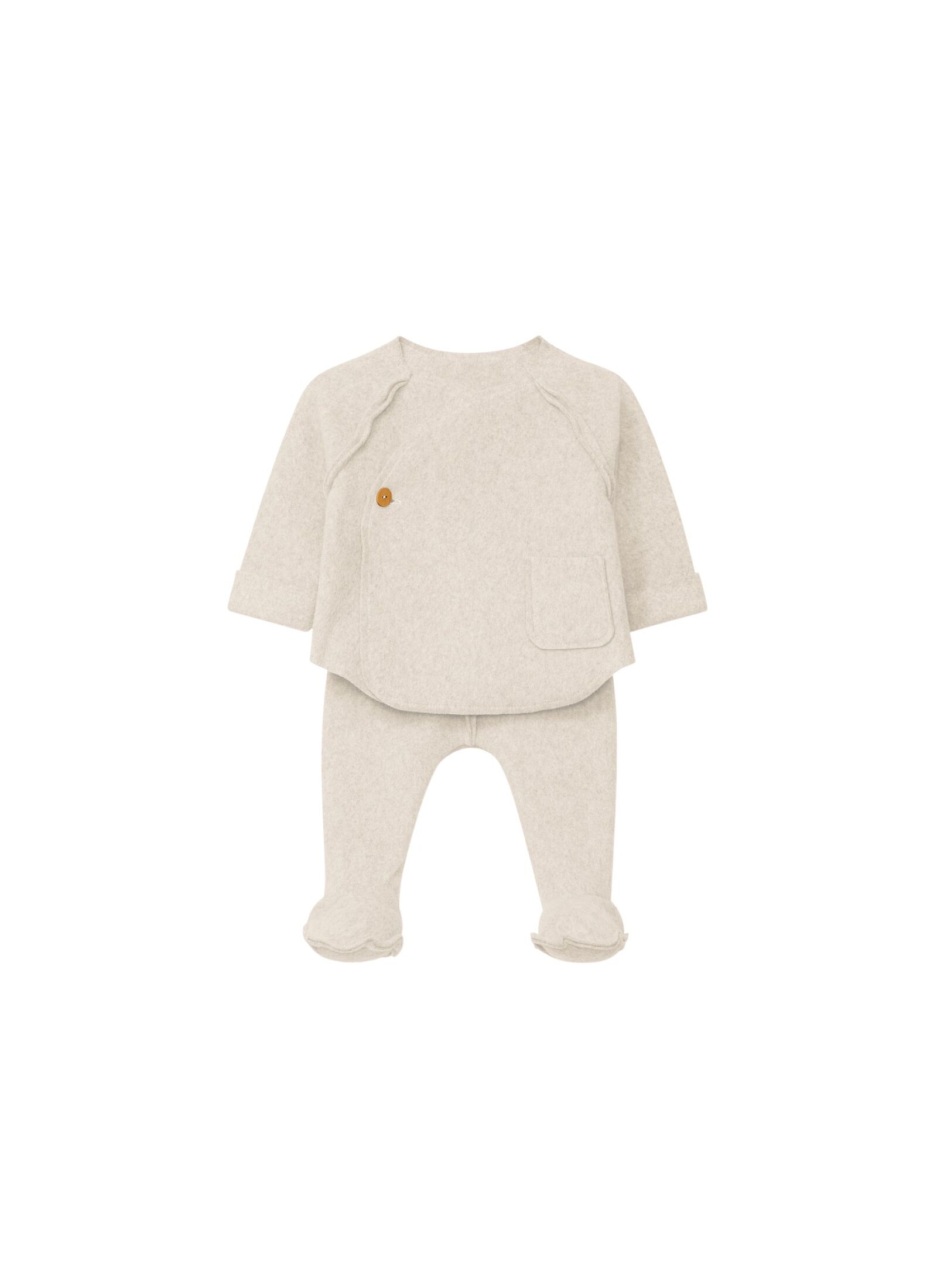 ORGANIC COTTON SWEATER AND PANTS SET FLEECE SAND