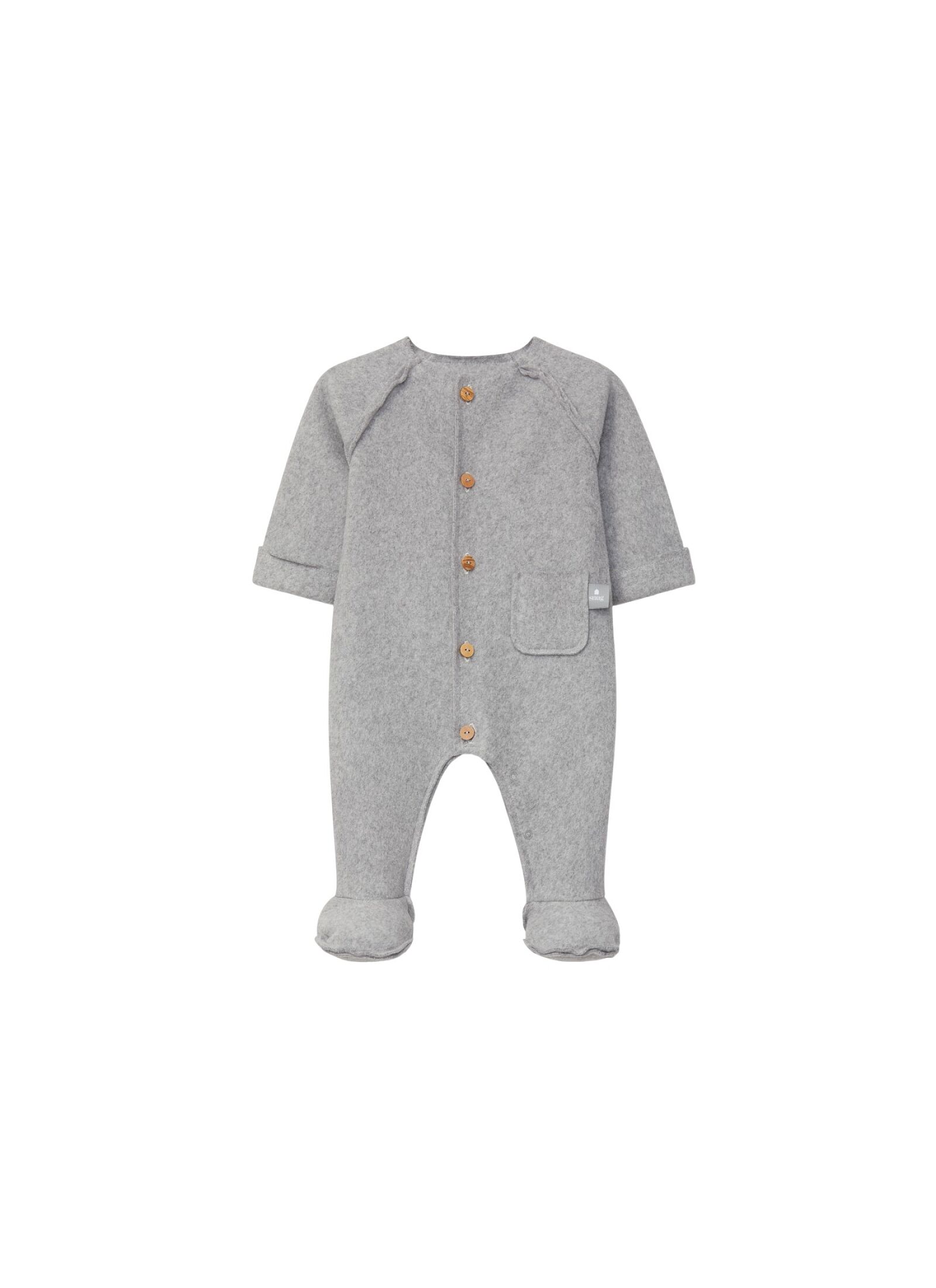 LONG-SLEEVED ORGANIC COTTON JUMPSUIT FLEECE GREY