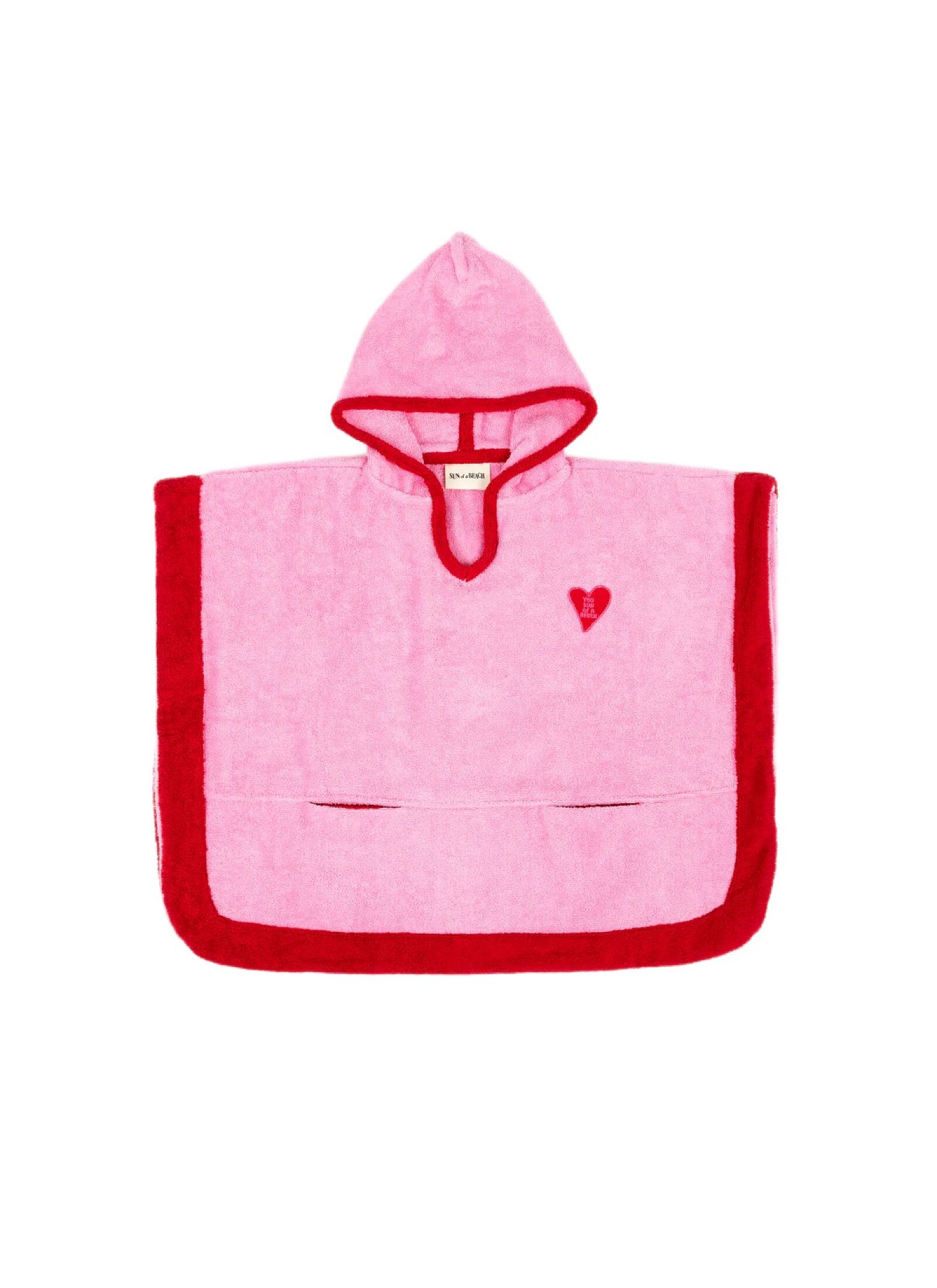 KIDS PONCHO THE HEART BUBBLEGUM