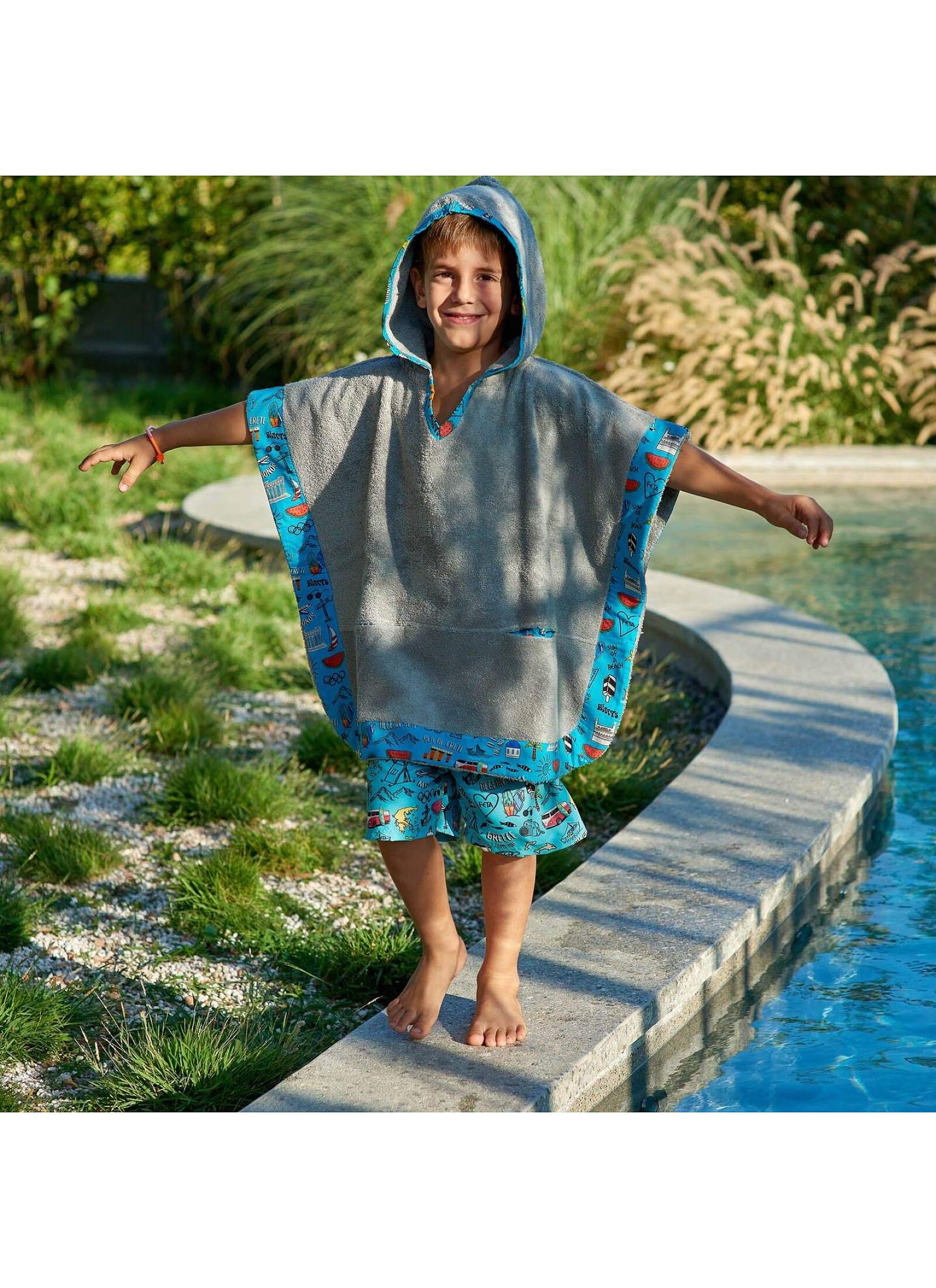 KIDS PONCHO GREECE I LOVE YOU