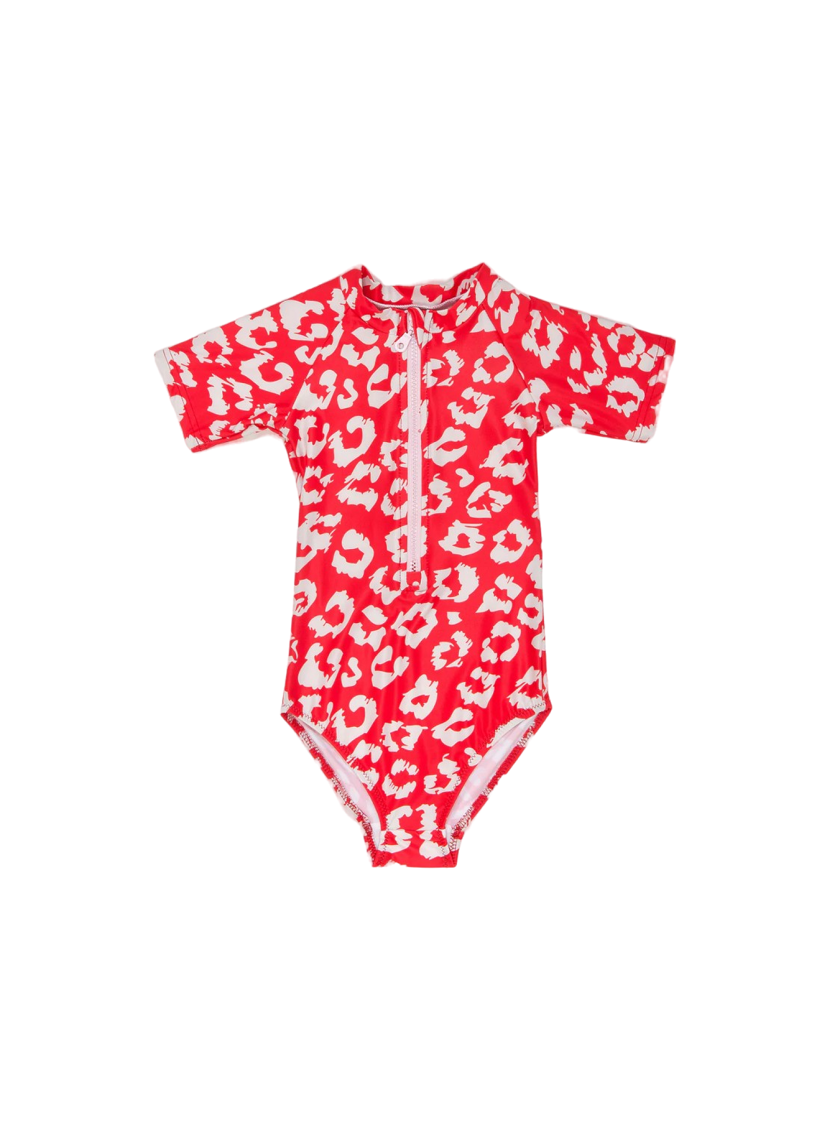 SHORT SLEEVE BATHSUIT RED LEOPARD