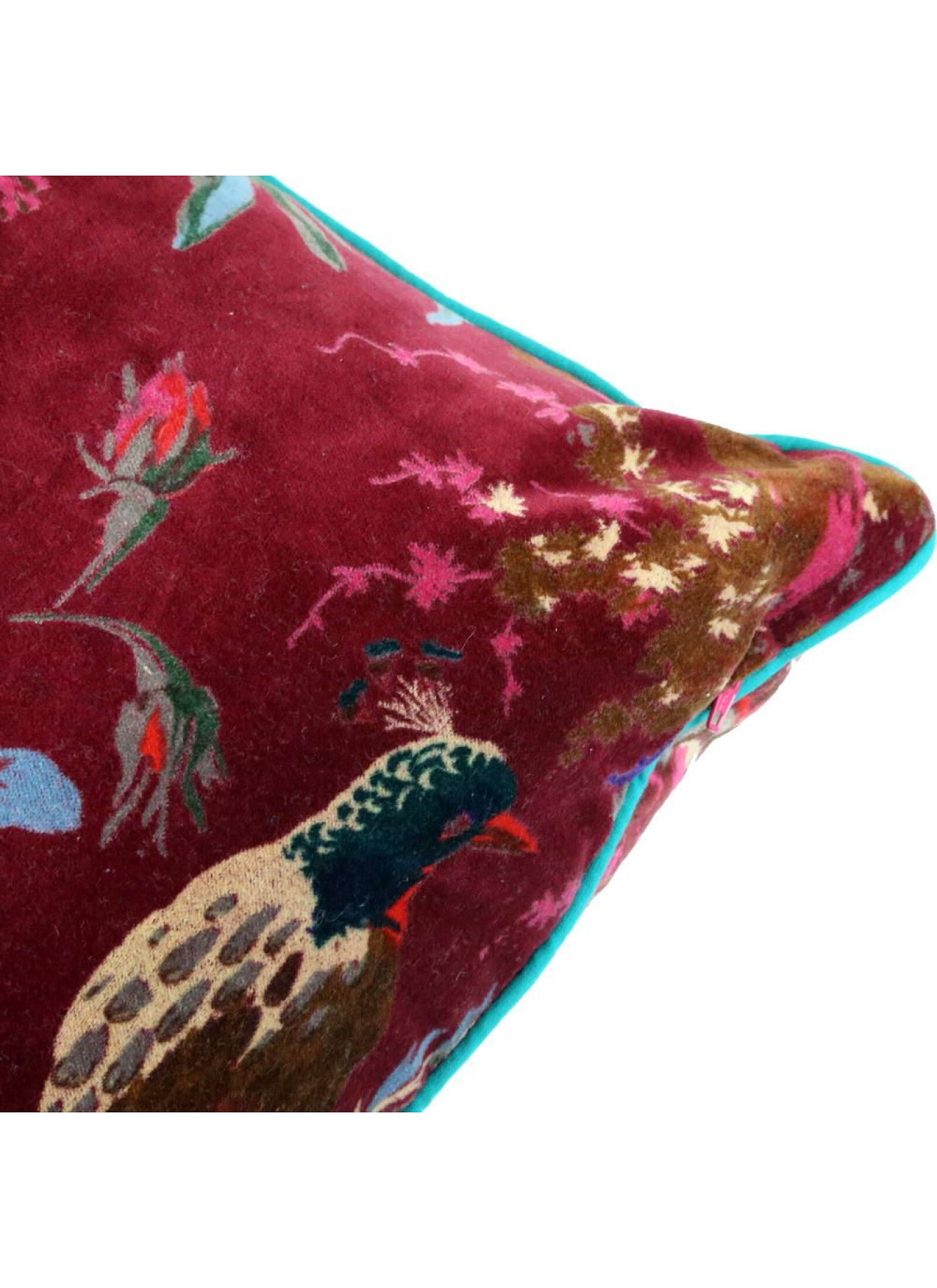 DECORATIVE CUSHION (35X50) PARADISE BIRDS BORDO