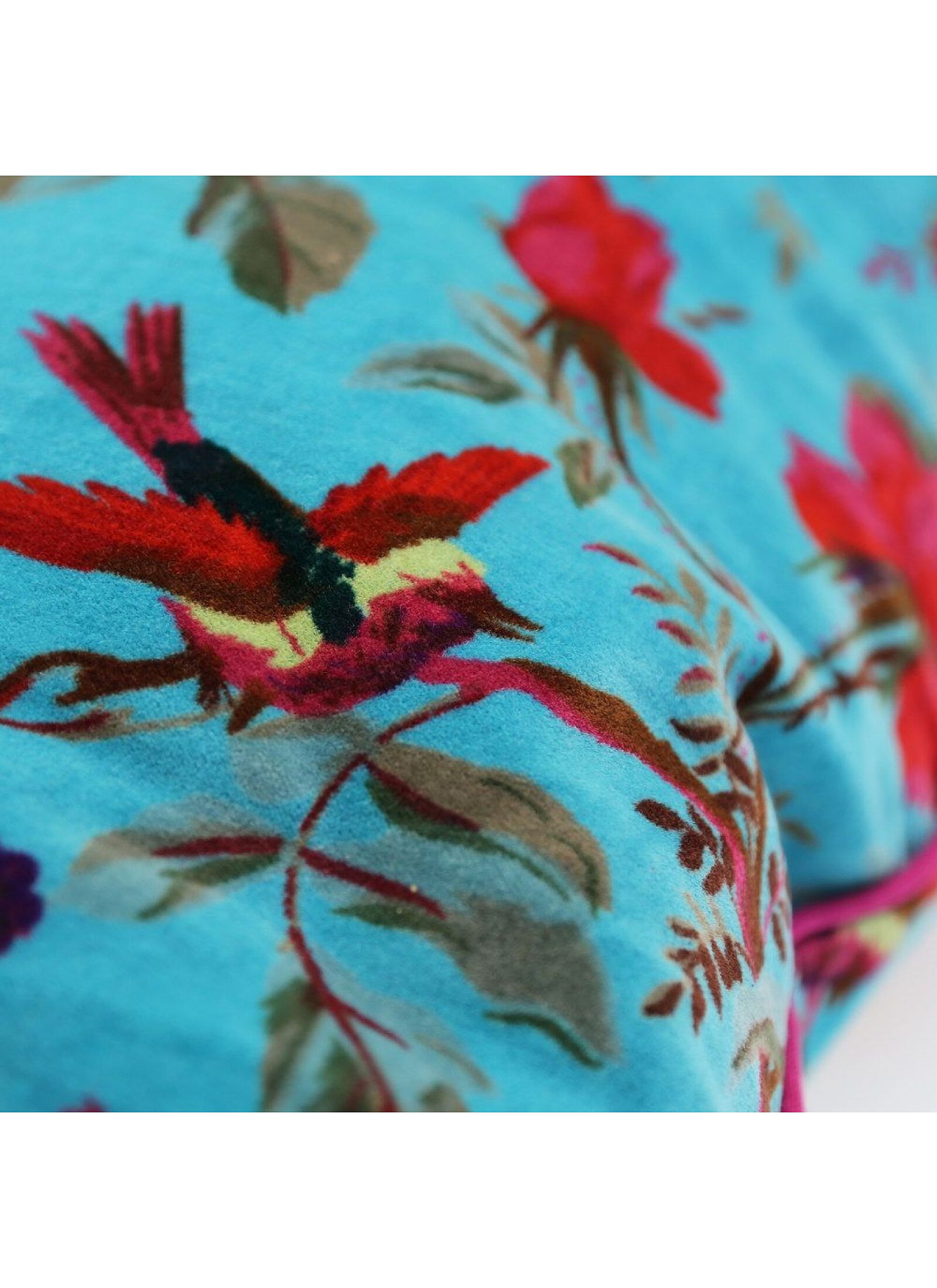 DECORATIVE CUSHION (35X50) PARADISE BIRDS TURQUOISE