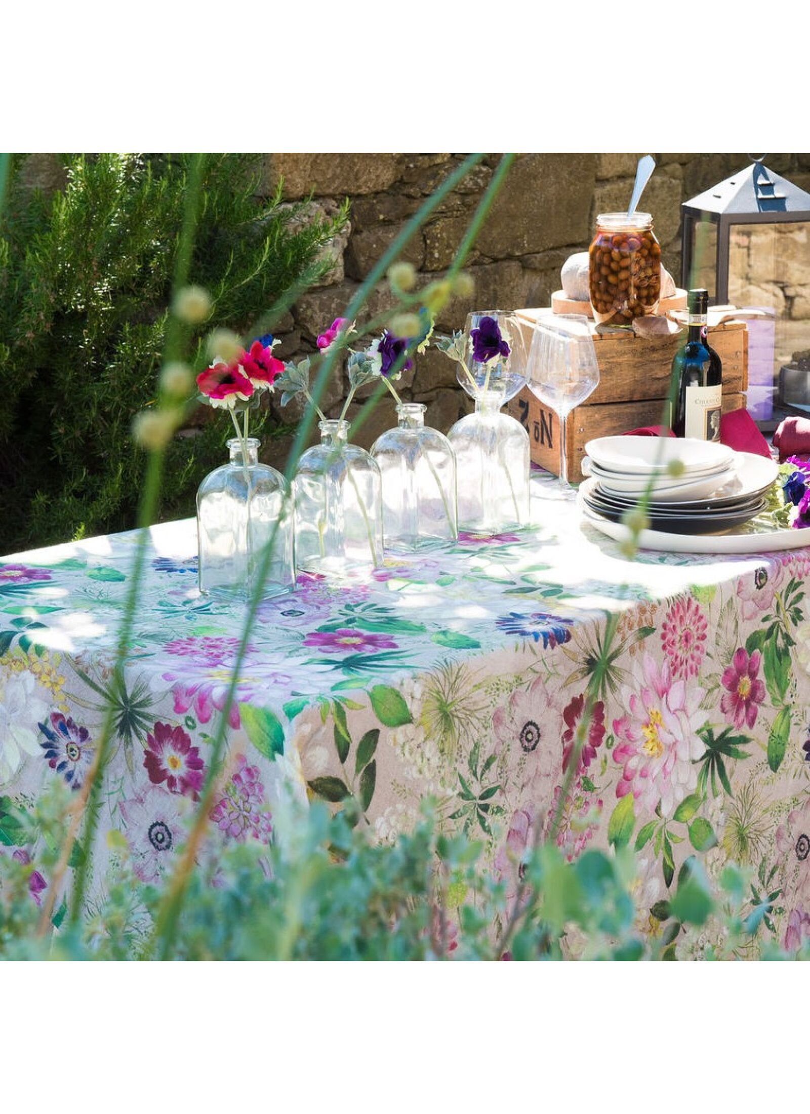 LINEN TABLECLOTH LA VIE EN ROSE (140X170)