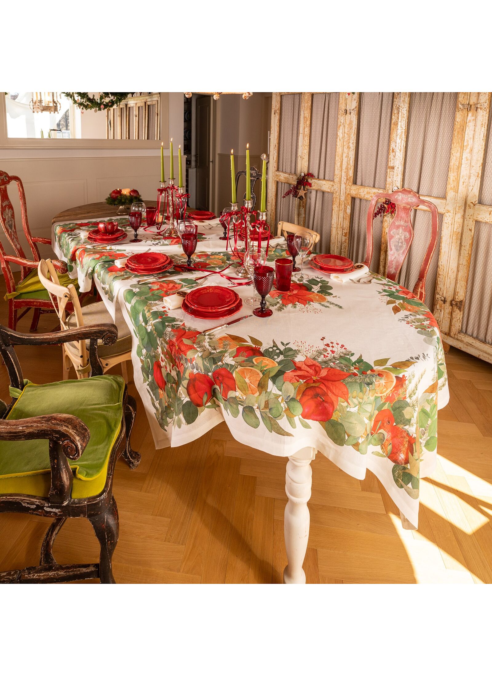 LINEN TABLECLOTH GARLAND GLEE (170X270)