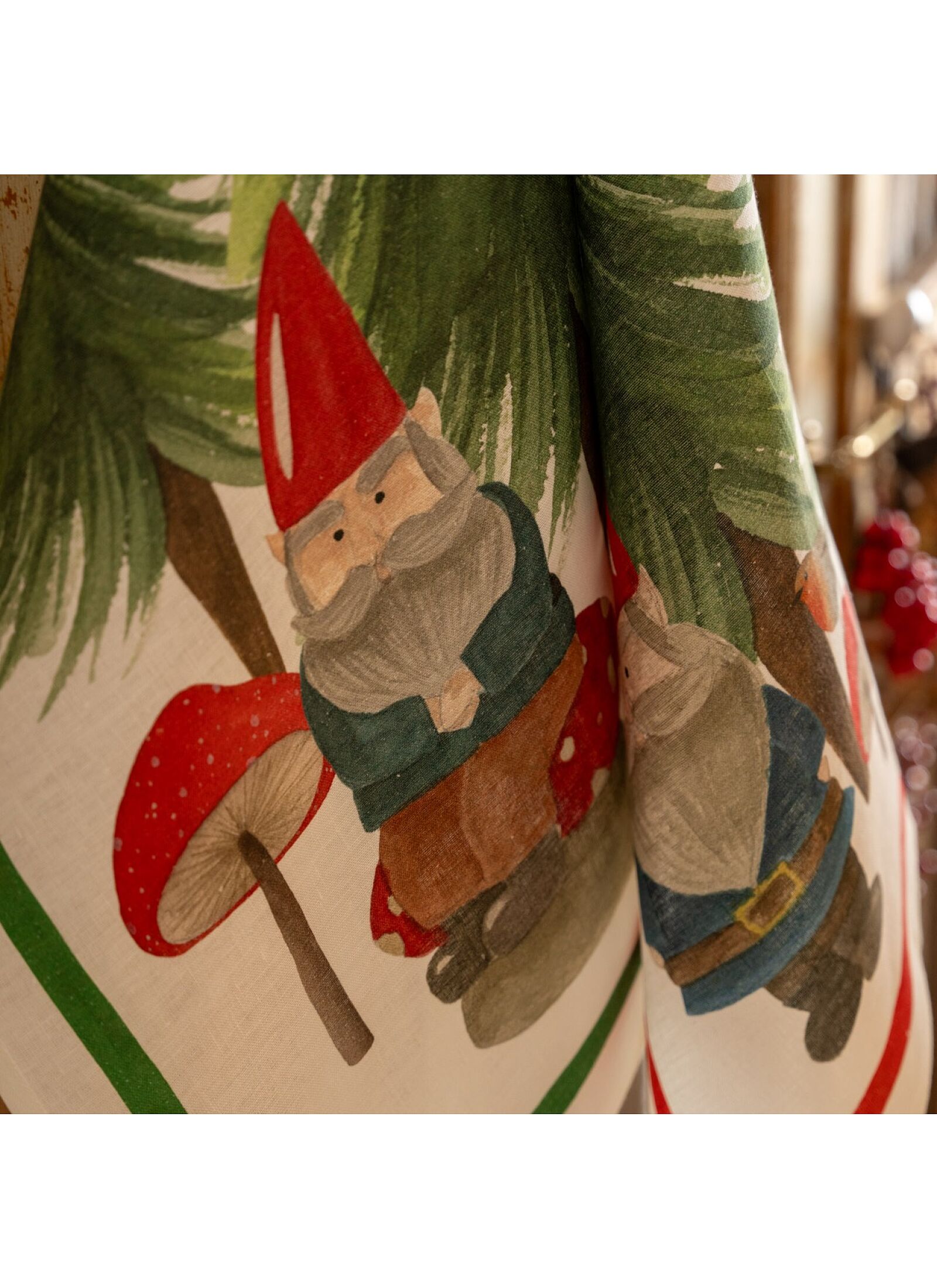 LINEN KITCHEN TOWEL JOLLY ELF GREEN