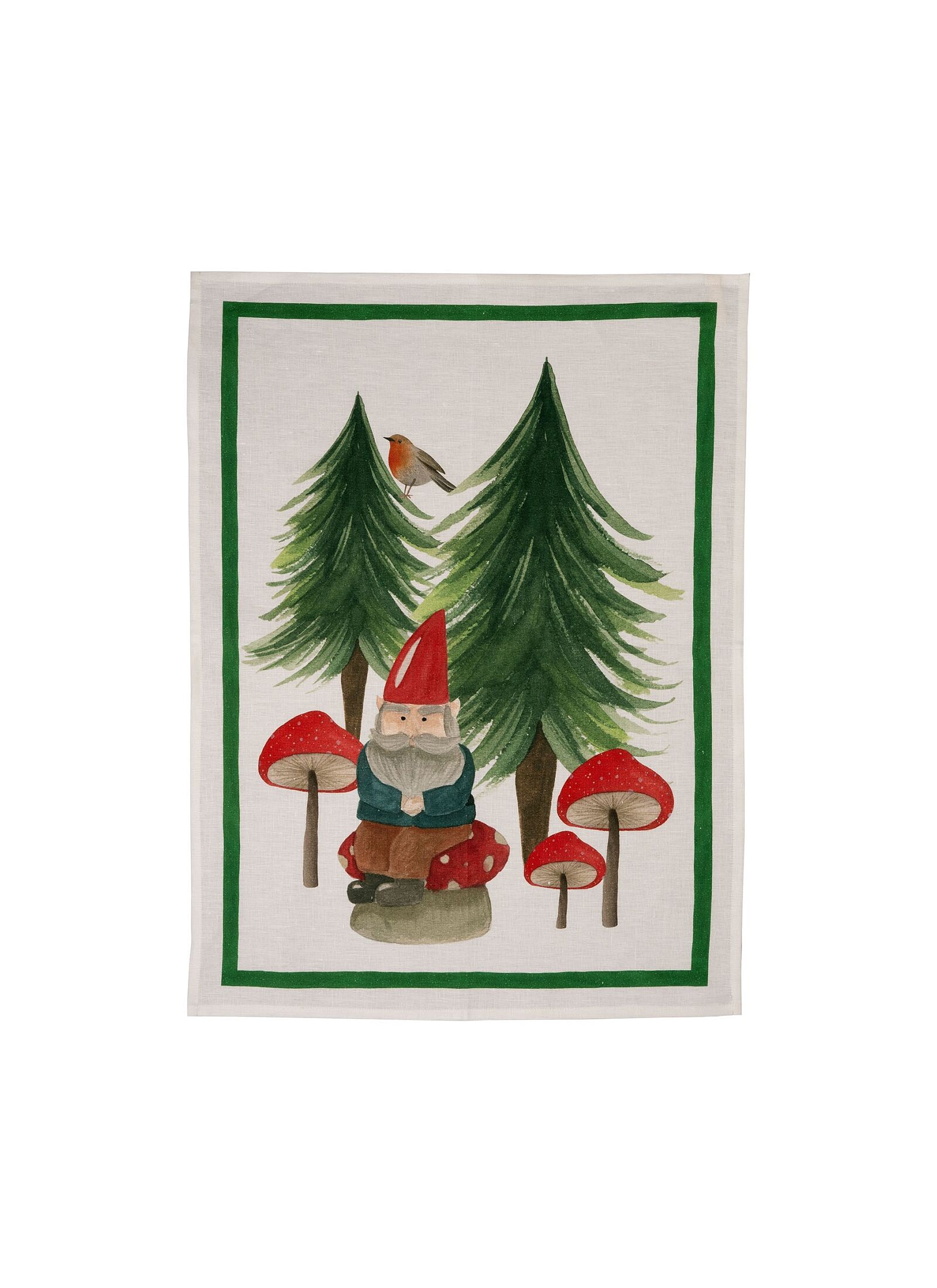 LINEN KITCHEN TOWEL JOLLY ELF GREEN