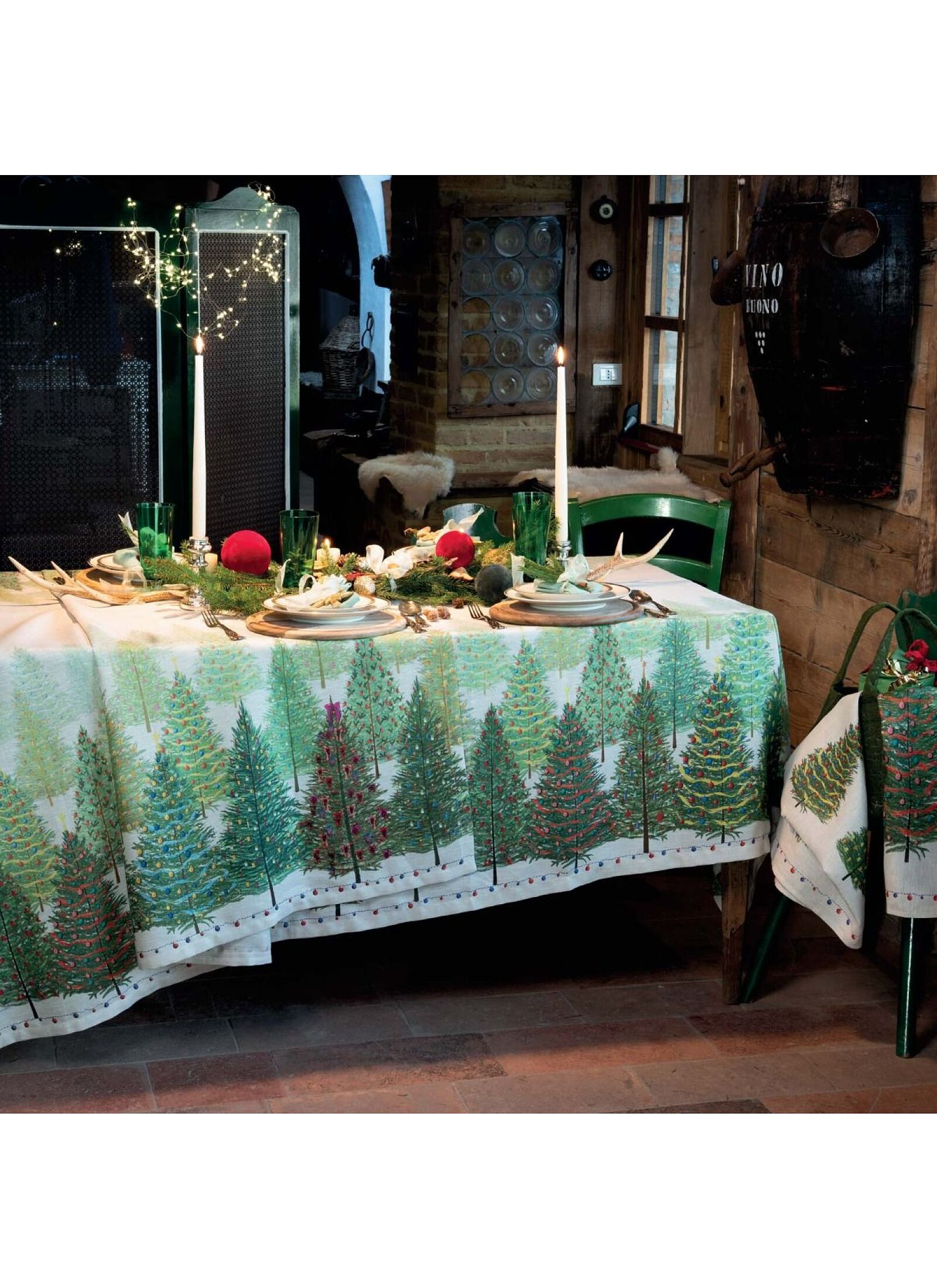 LINEN TABLECLOTH FAIRY TREES (160X230)