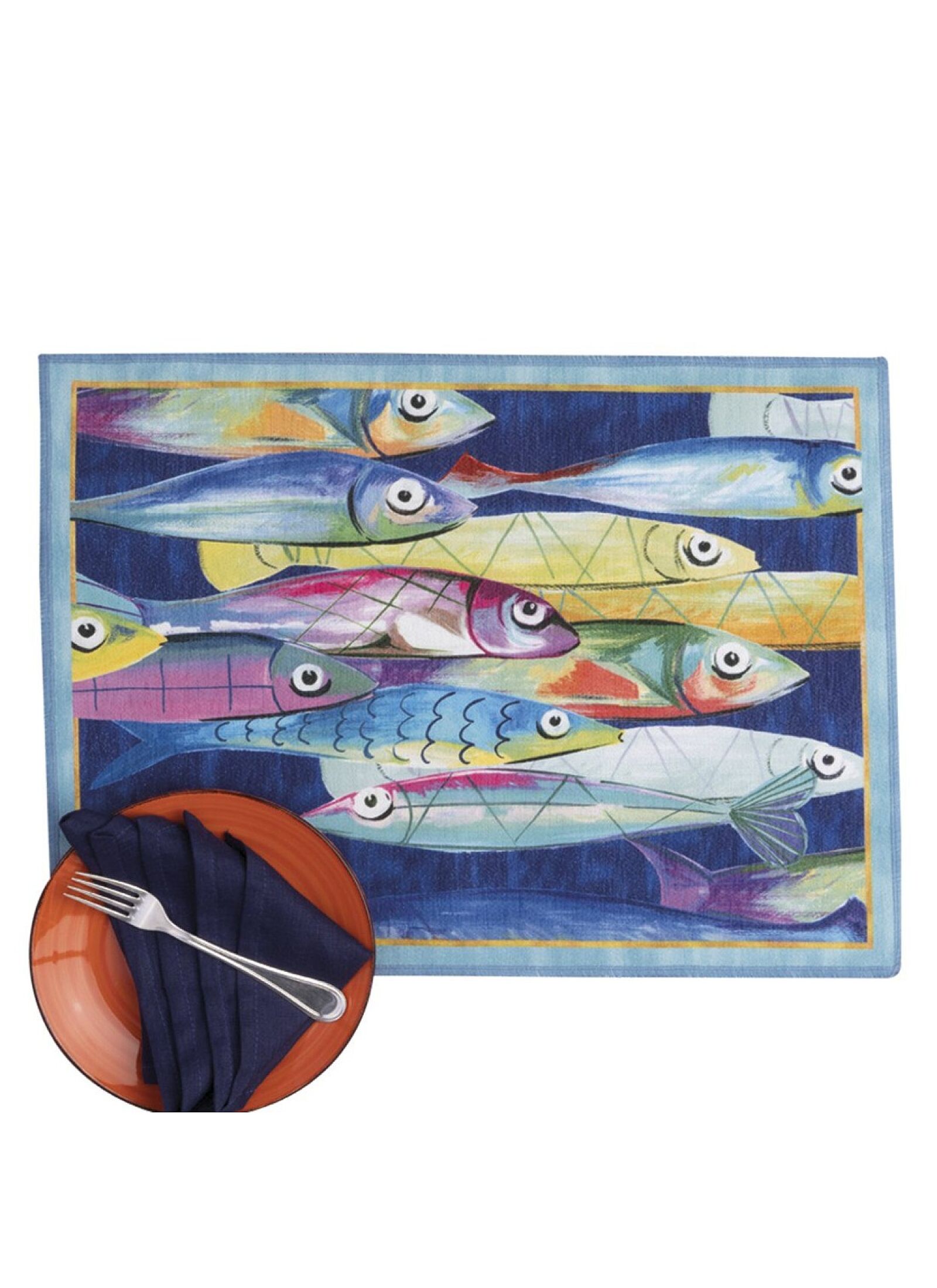 PLACEMAT 2PCS POISSON BLEU